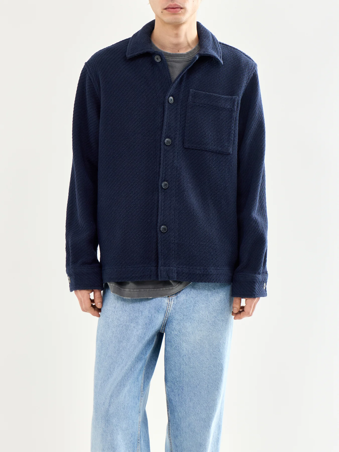 Structured Overshirt Navy - Image 4