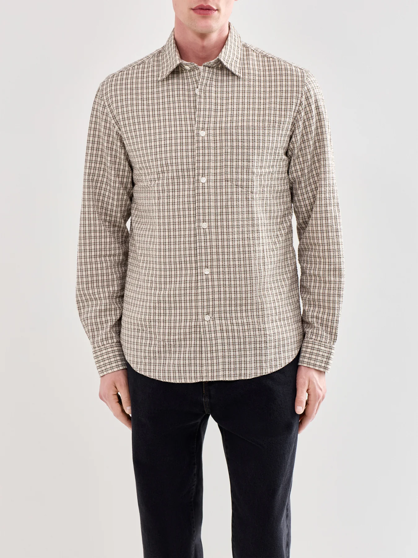 Freddie Seersucker Check Shirt Check - Image 4