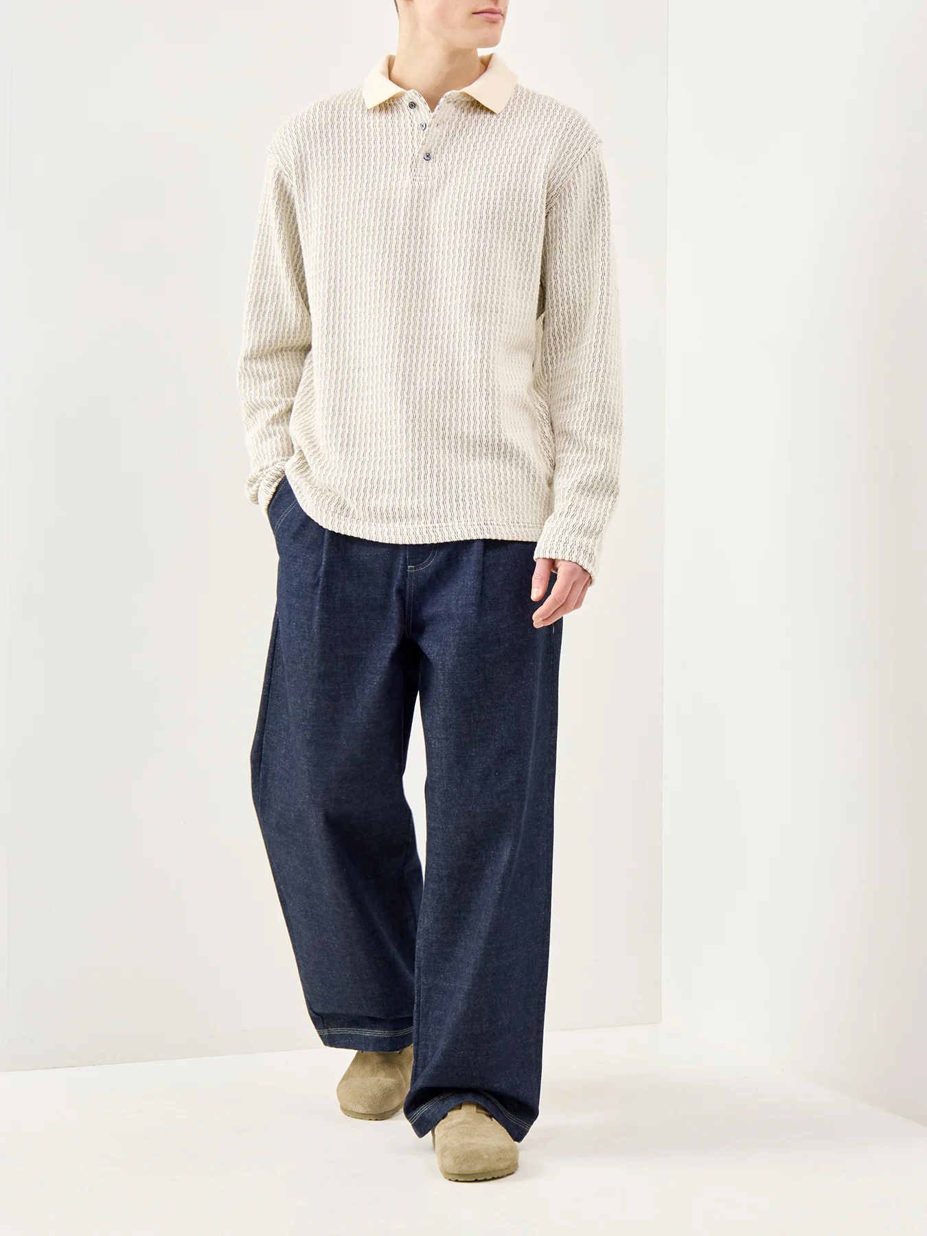 Relaxed Sweat Polo Shirt Cream - Image 2