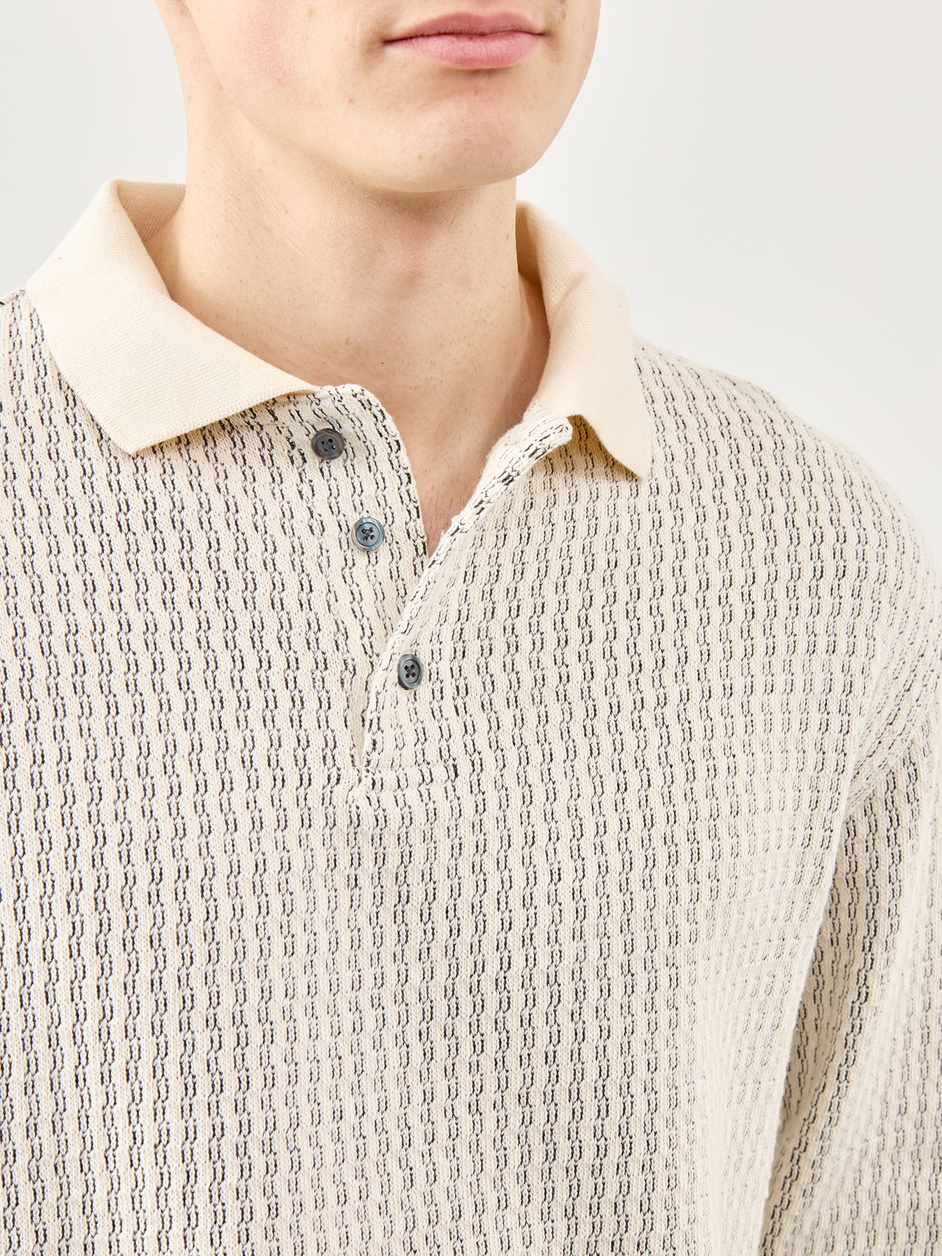 Relaxed Sweat Polo Shirt Cream - Image 3