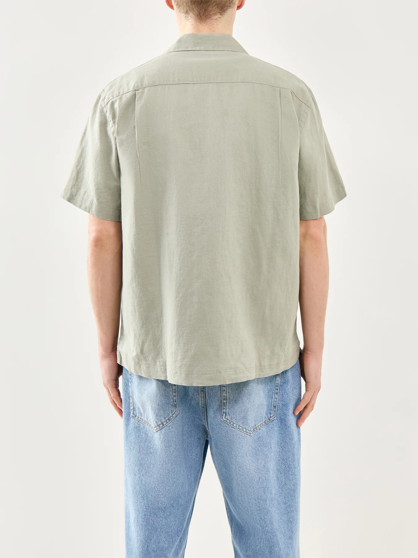 Relaxed Linen-Blend Short Sleeve Shirt Green - Image 5
