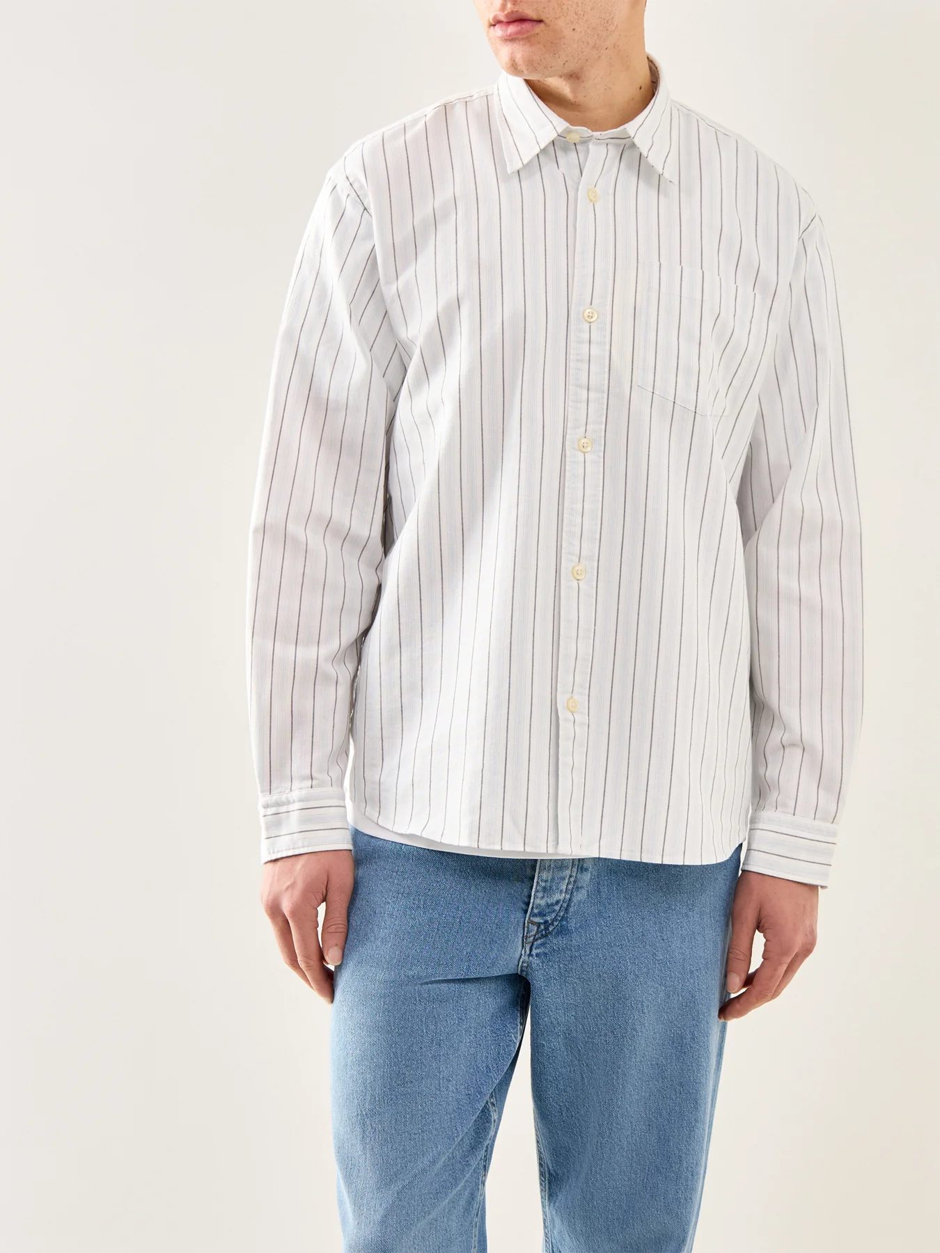 Sander Relaxed Oxford Shirt White Stripe - Image 4