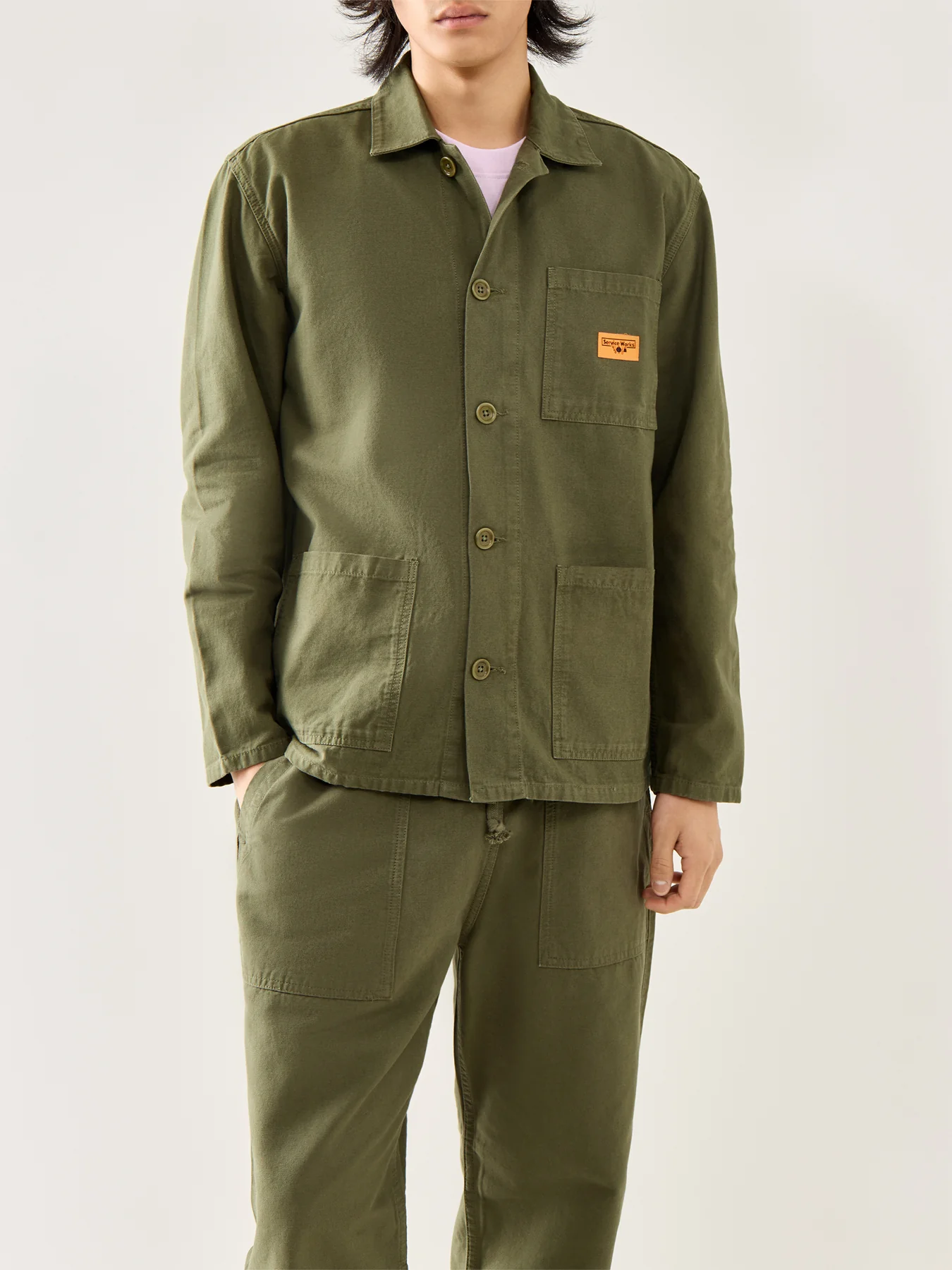 Canvas Chore Shirt Olive - Image 4