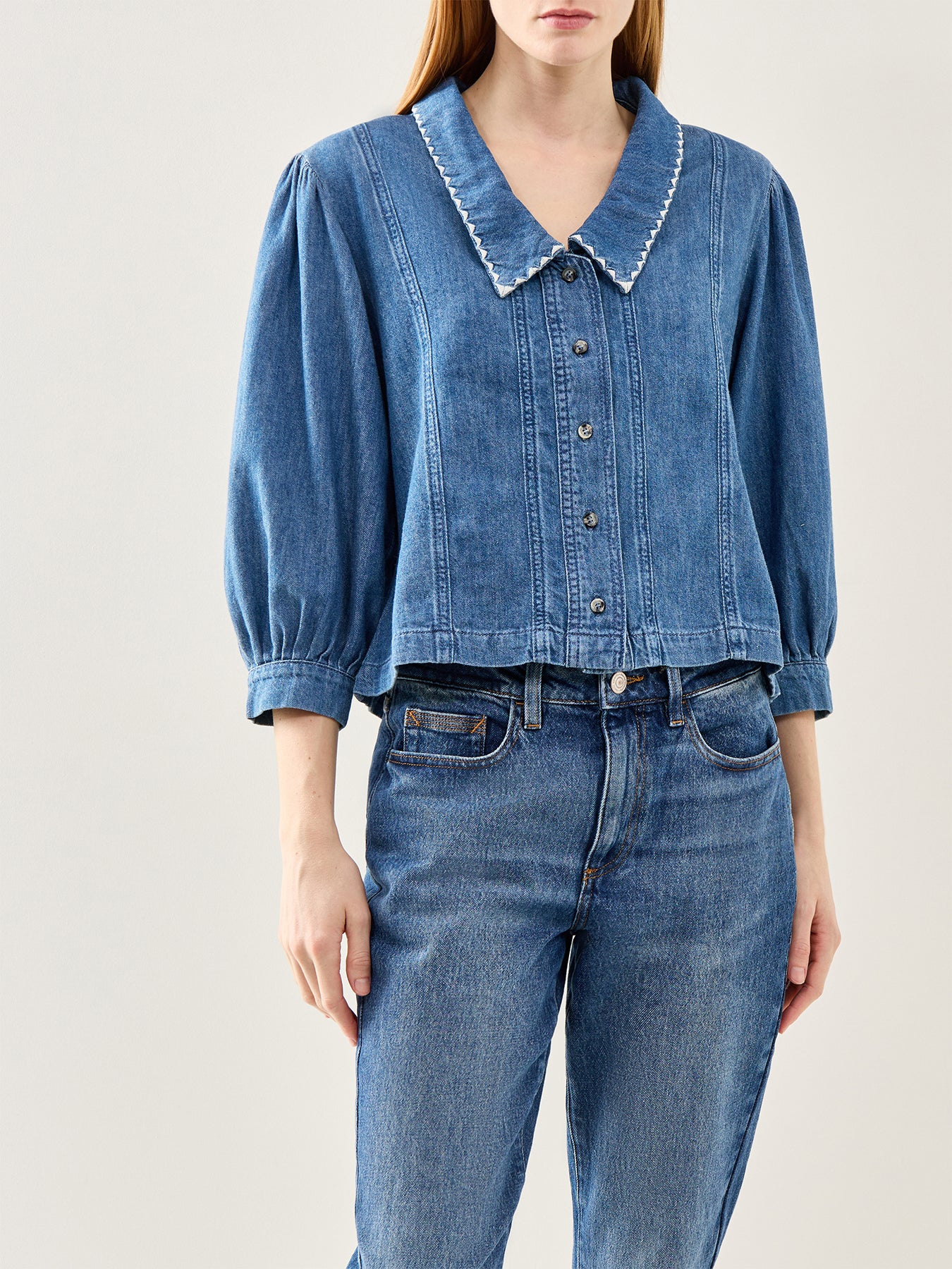 Talia Button Down Top Denim - Image 4