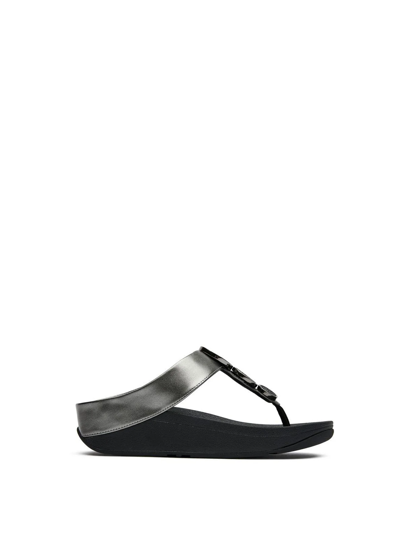 Halo Bead Circle Metallic Sandals Pewter
