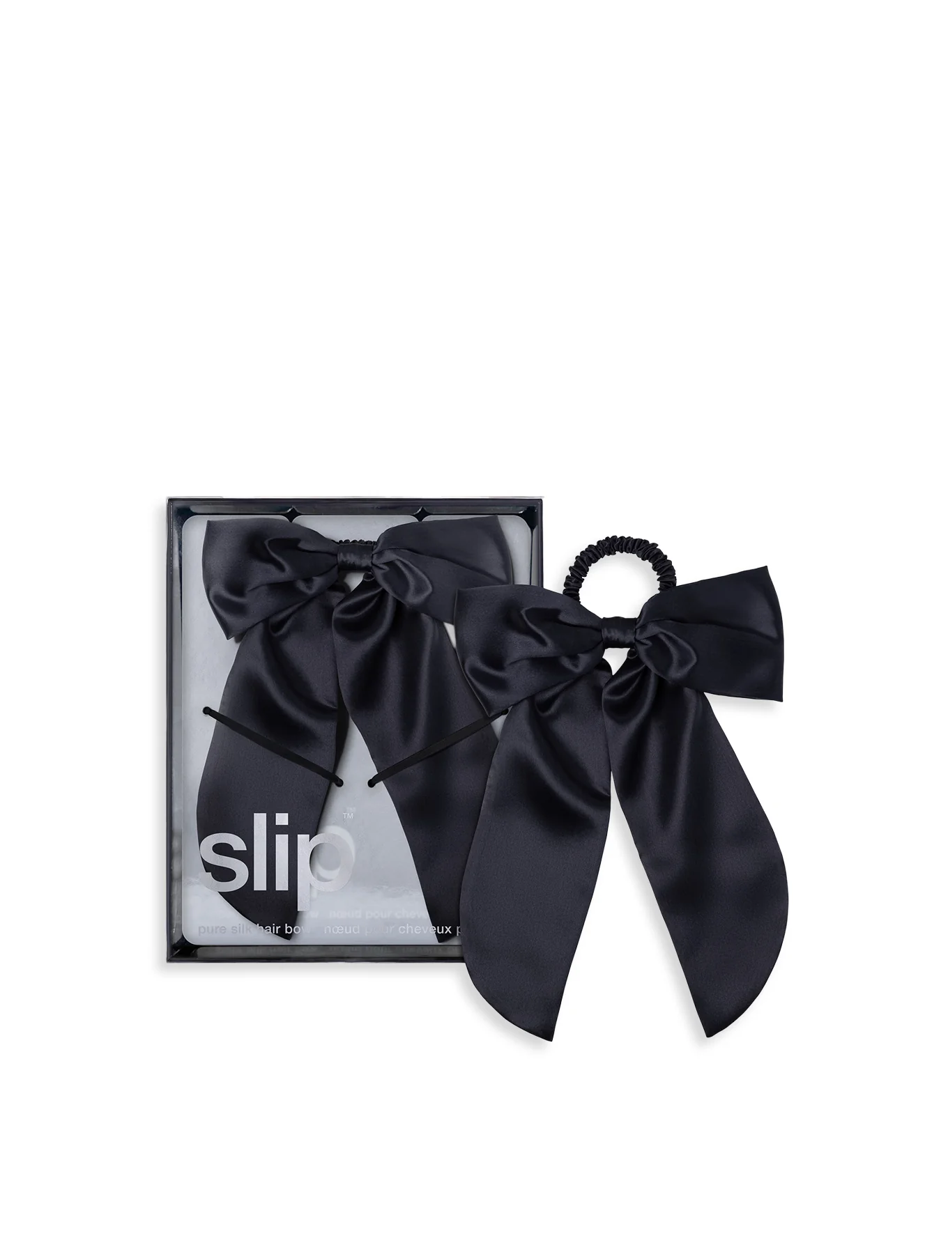 Slip Pure Silk Hair Bow Black - Image 3