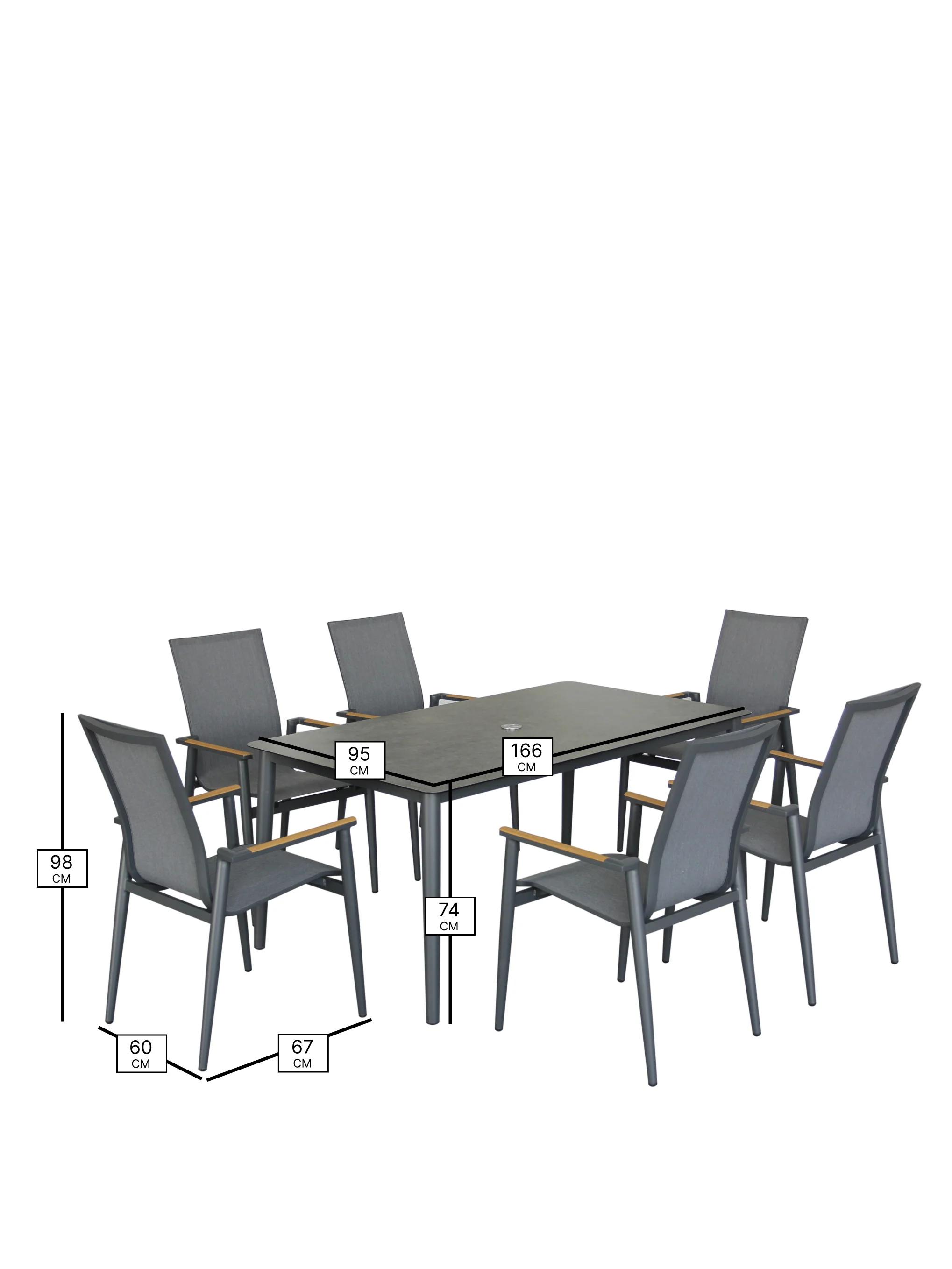 Sofia 6 Seat Garden Dining Set Anthracite - Image 3