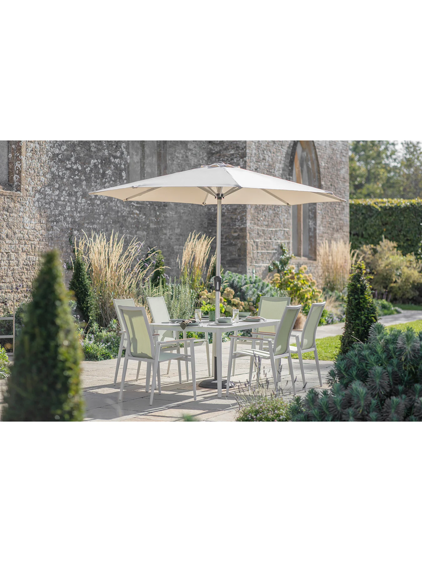 Sofia 6-Seater Garden Dining Set Green - Image 2