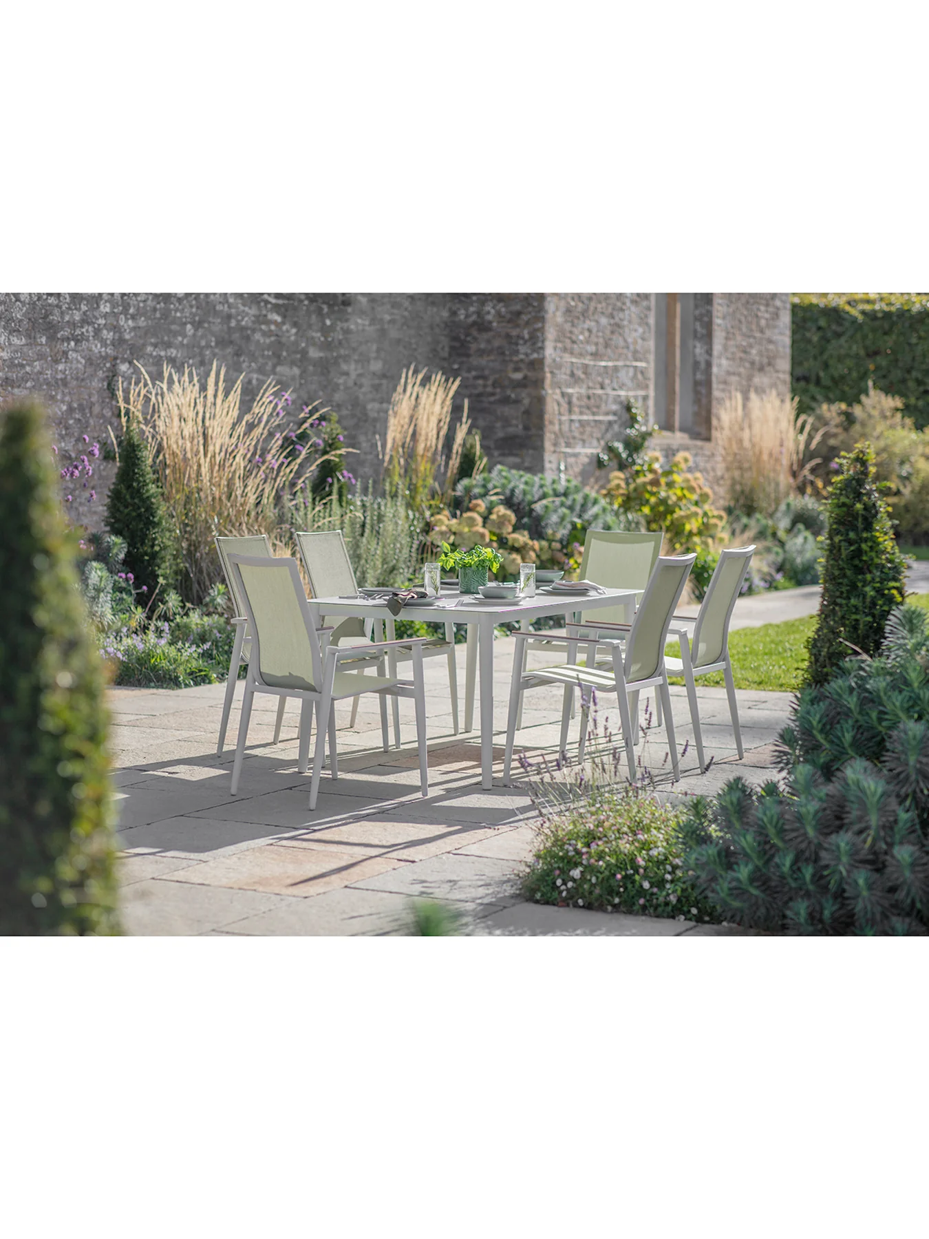 Sofia 6-Seater Garden Dining Set Green - Image 4
