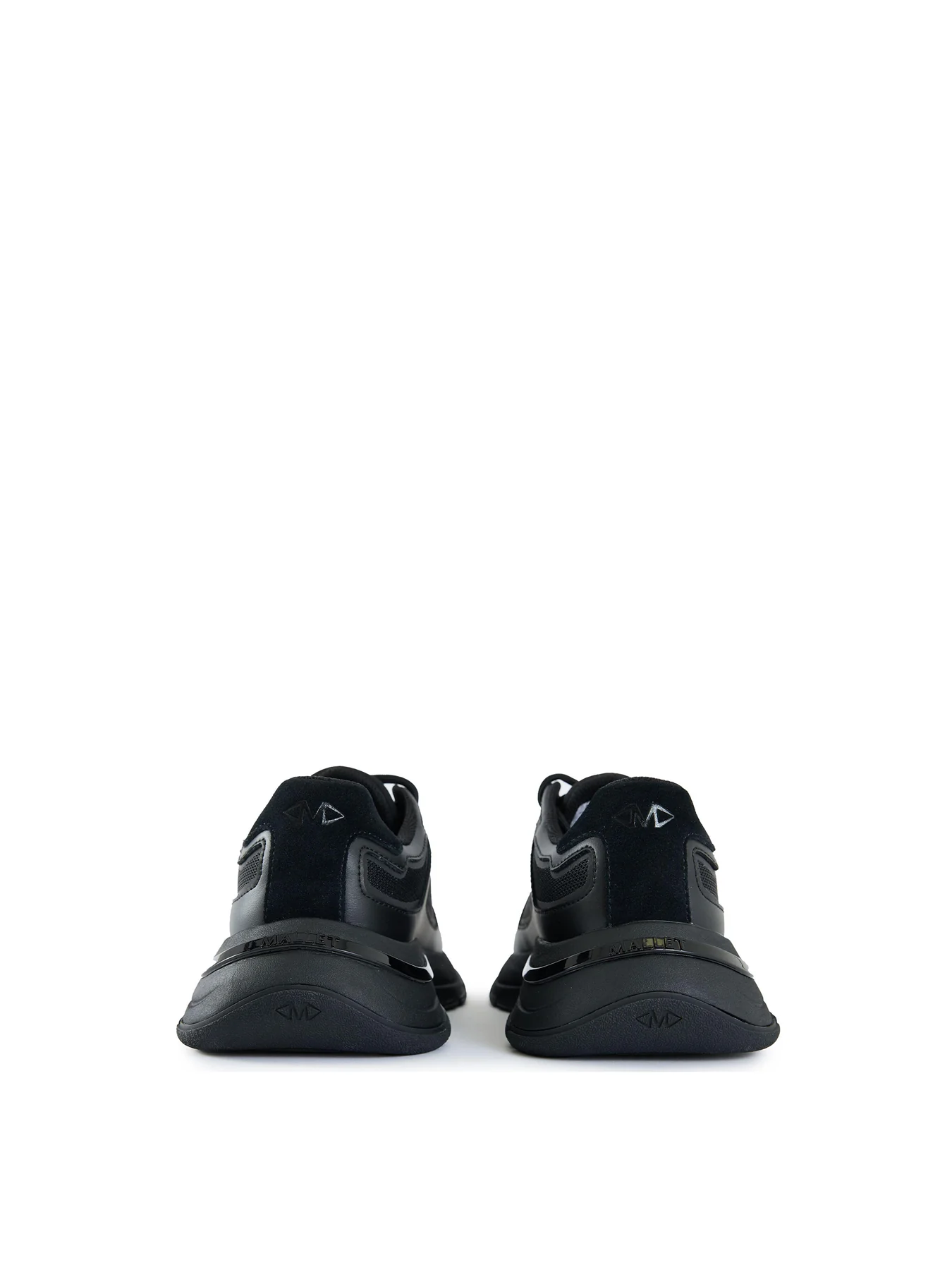 Mens MALLET Alton Black Out Leather Trainers Black - Image 3