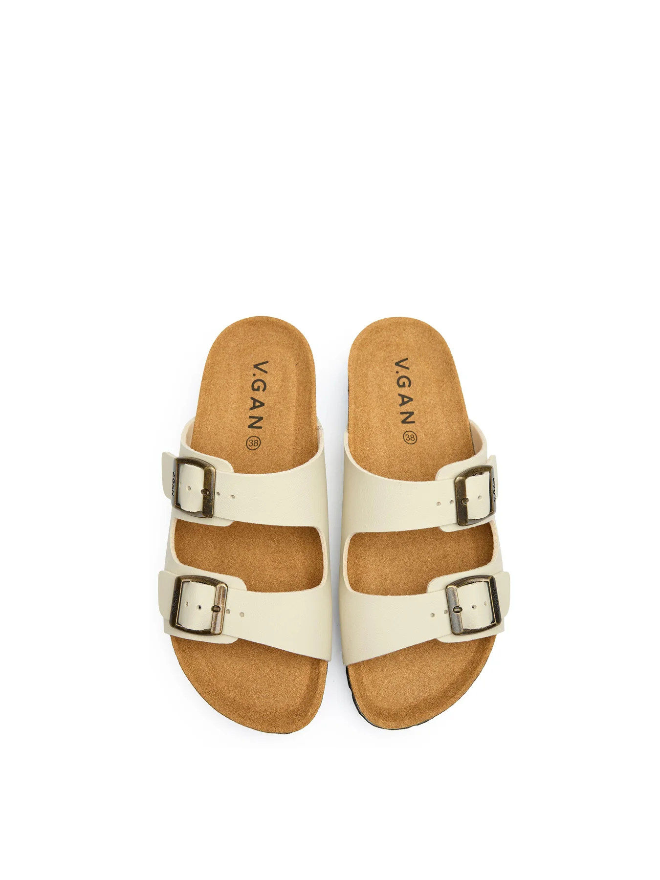 Womens V.GAN Vegan Mango Comfort Footbed Synthetic Sandals Cream - Image 3