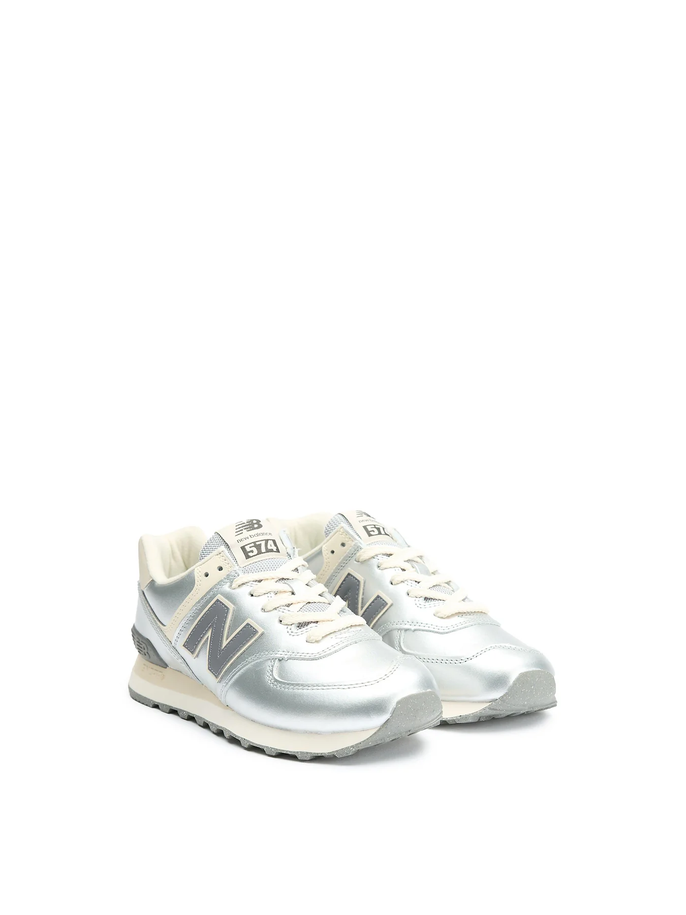 Womens NEW BALANCE 574 Leather Trainers Metallic - Image 2