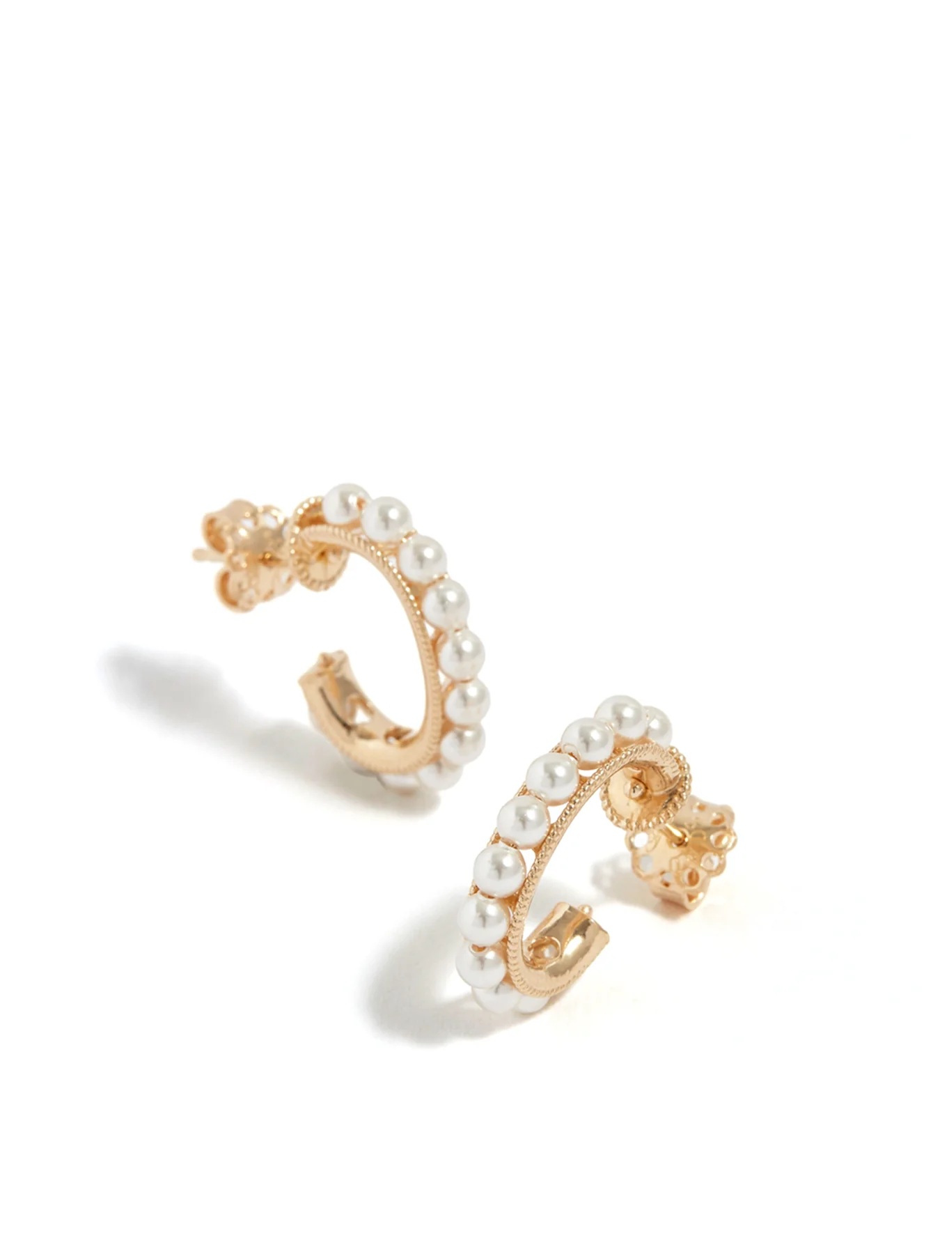 Pearl Mini Mondello Hoop Earrings Core Gold White Pearl