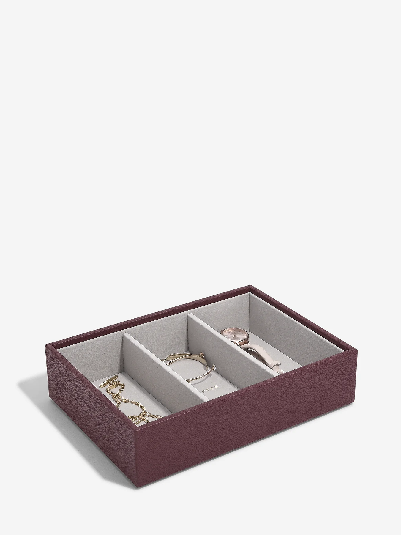 Classic Deep Jewellery Box 3 Layer Burgundy - Image 3