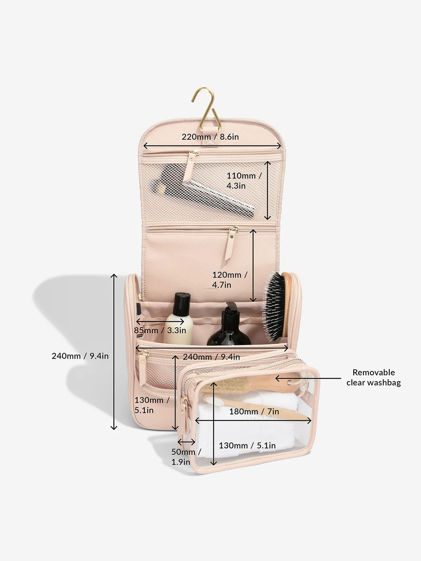 Hanging Wash Bag Large Blush - Image 8