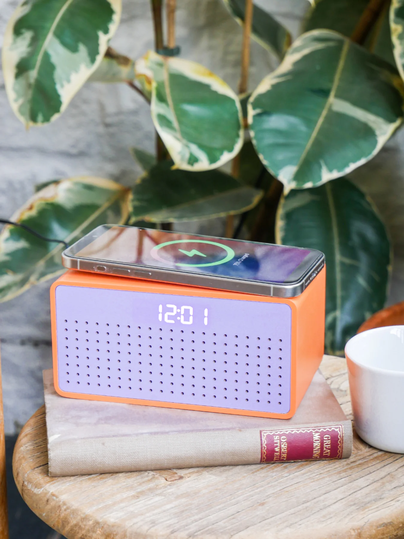 Rise Mix Wireless Charger and Bluetooth Speaker Orange & Pink - Image 2