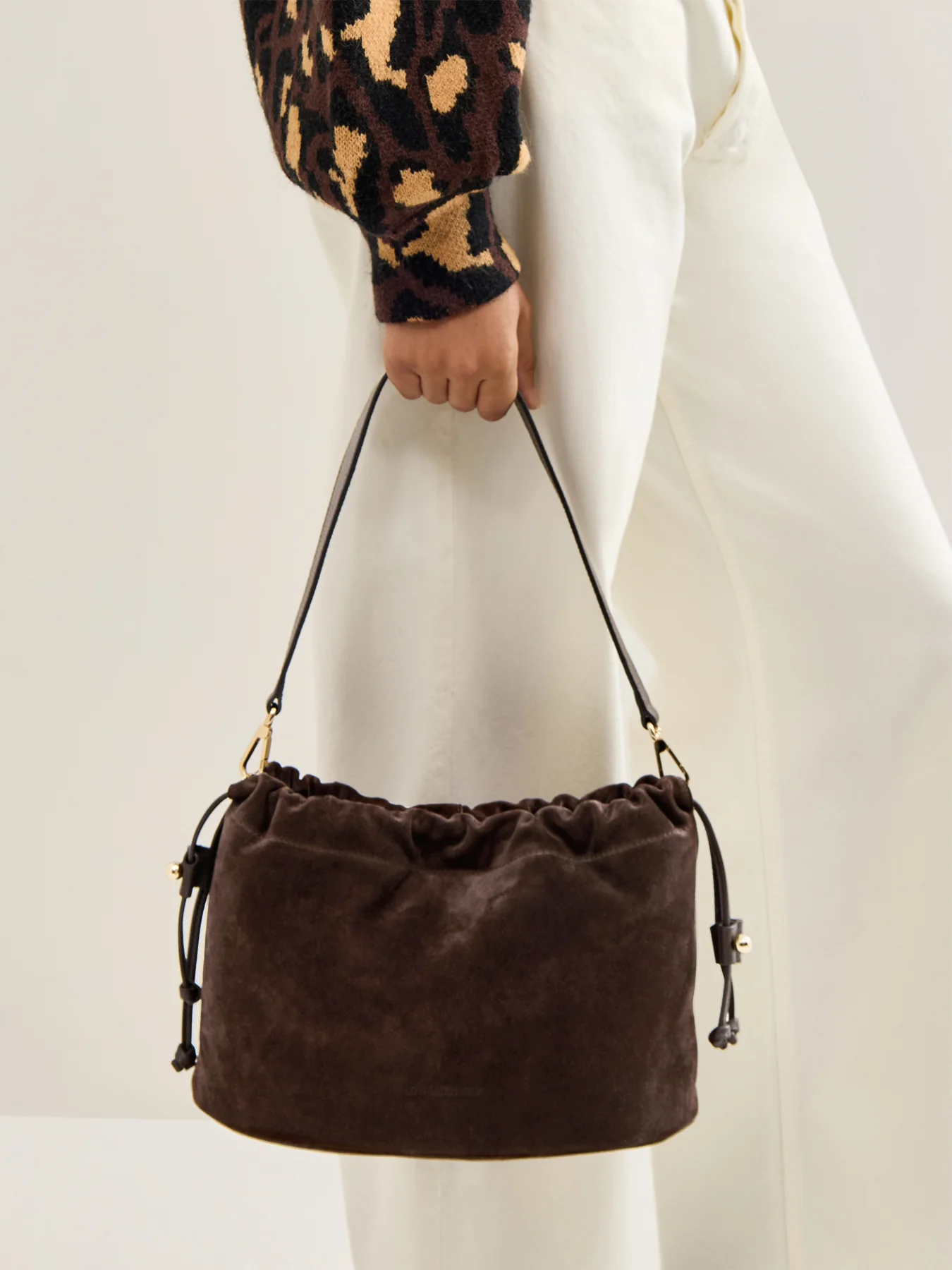 Charlotte Midi Suede Bag Chocolate - Image 2