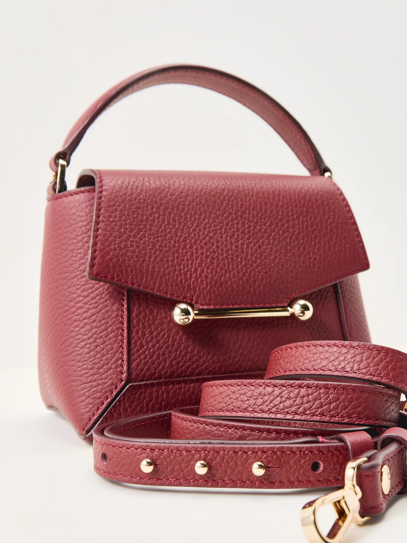 Mosaic Nano Grain Leather Crossbody Bag Oxblood - Image 5