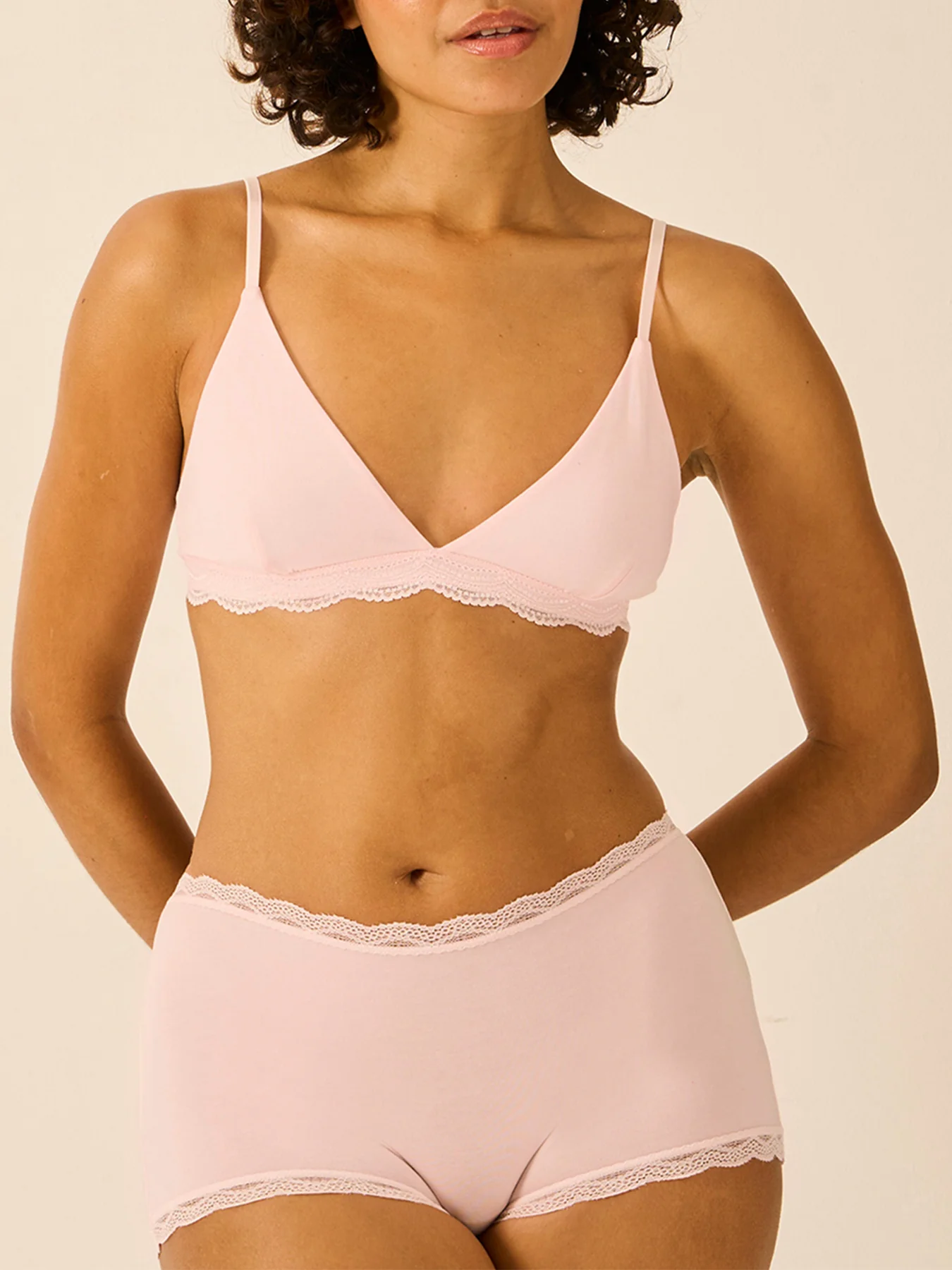 Lace Triangle Bra Pink - Image 2