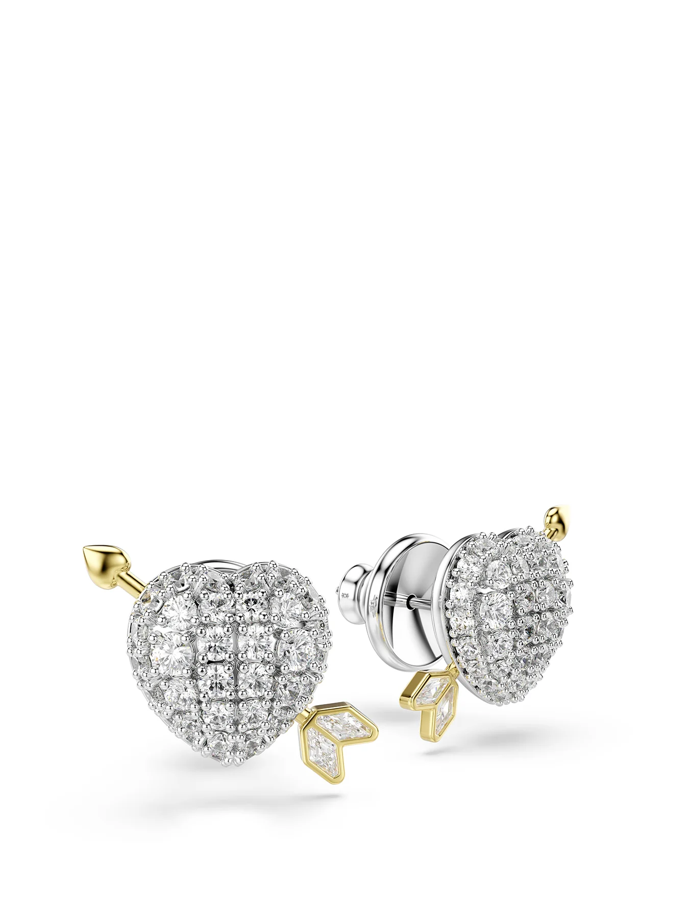 Crystal Heart Stud Earrings Silver - Image 4