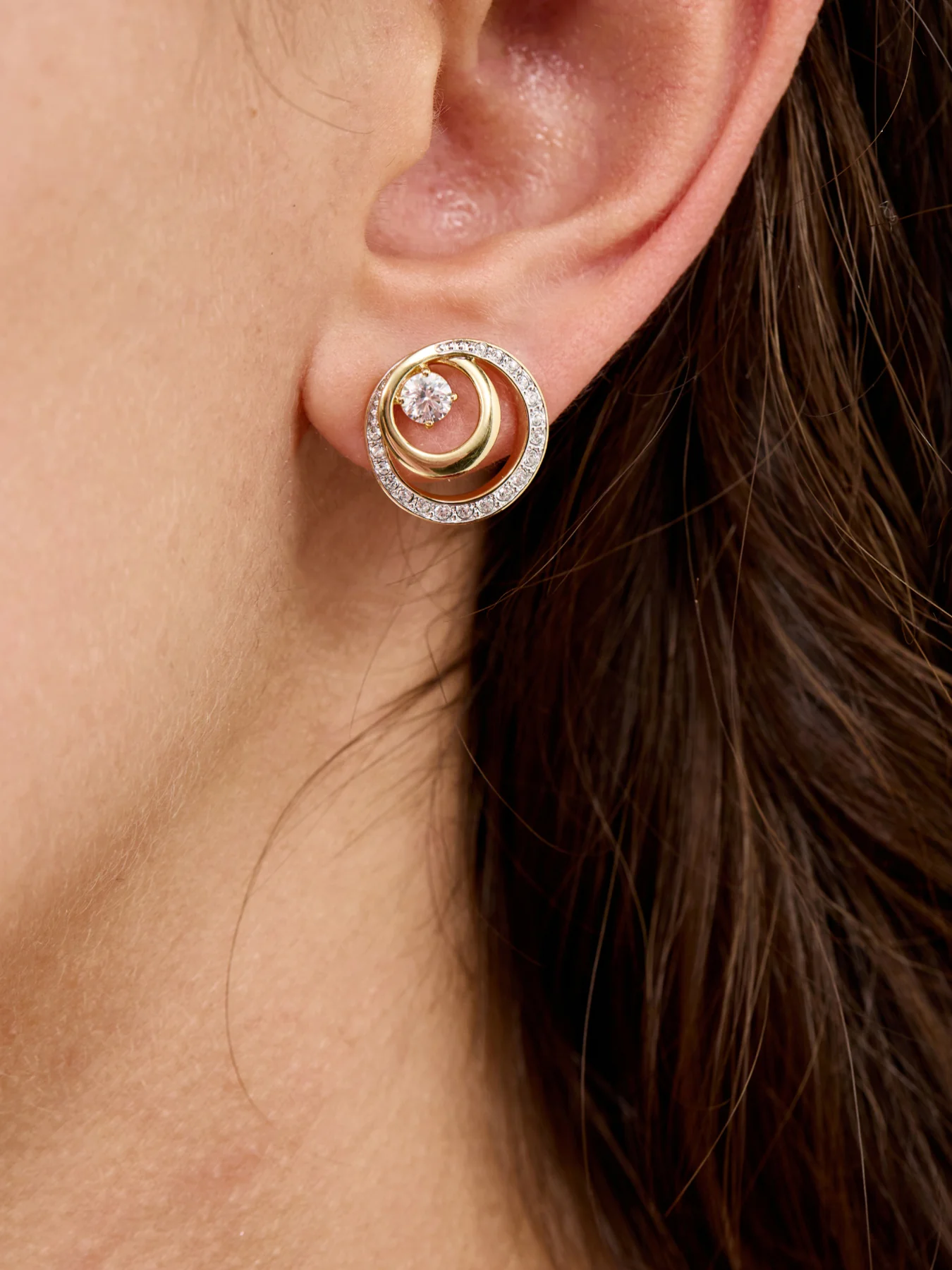 Hyperbola Crystal Earrings Gold - Image 2