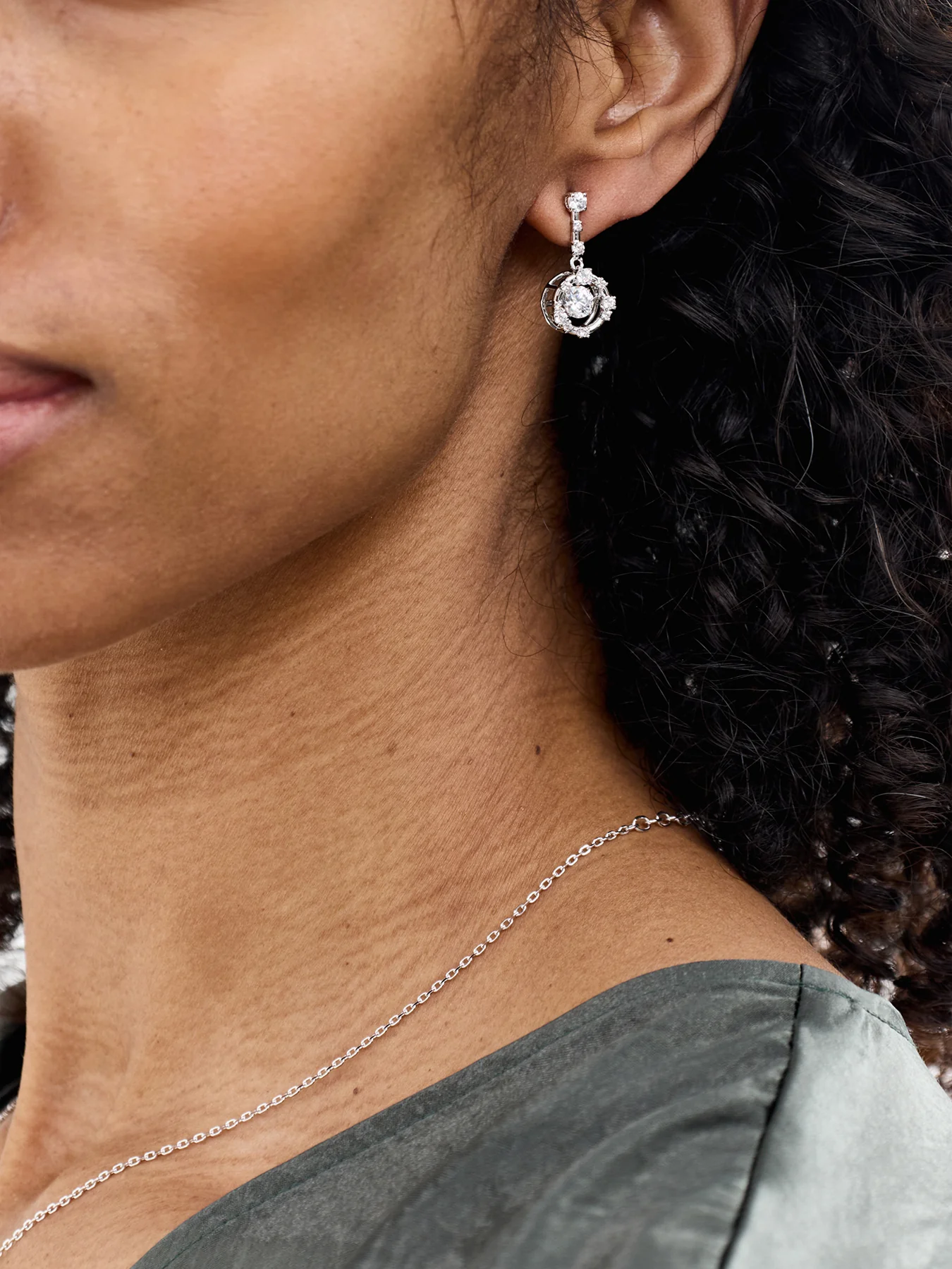 Hyperbola Pendant Silver Earrings - Image 2