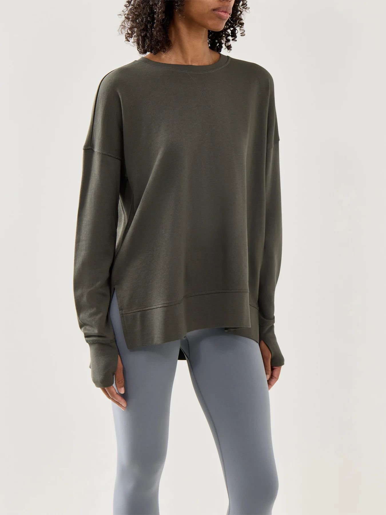 After Class Longline Sweatshirt Nori Green - Image 4