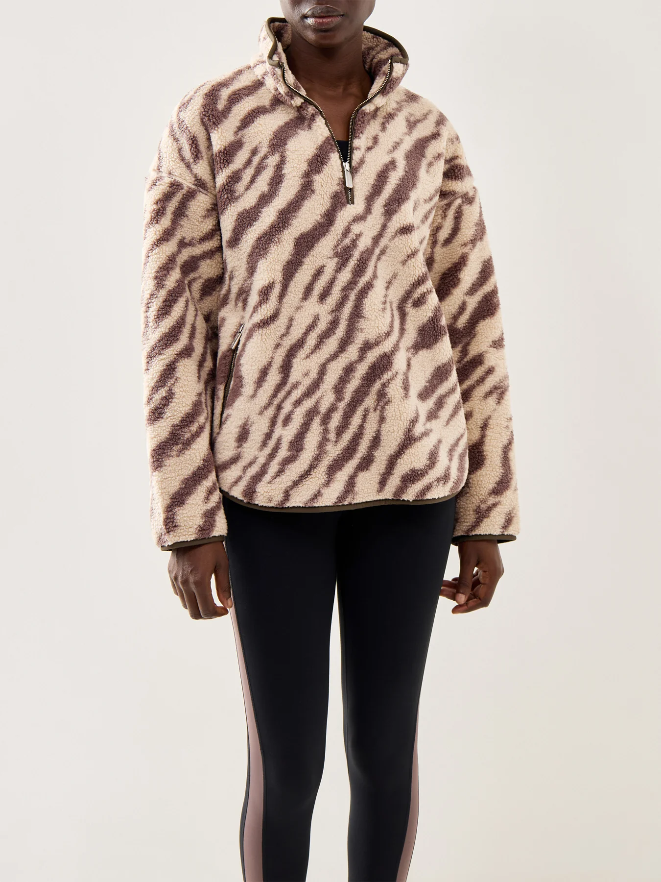 New Plush Half Zip Beige - Image 4