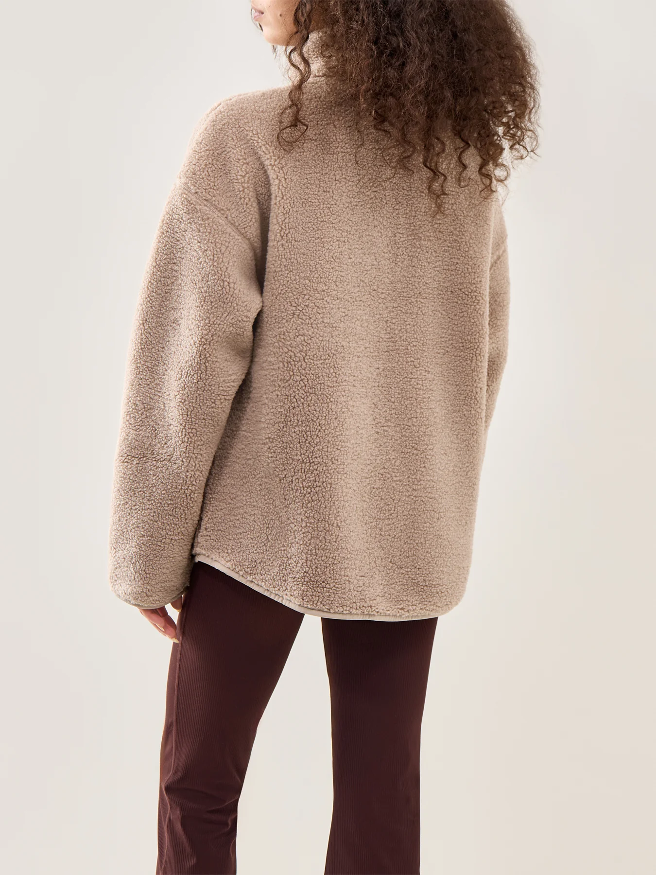 Textured Plush Zip-Up Jacket Beige - Image 5