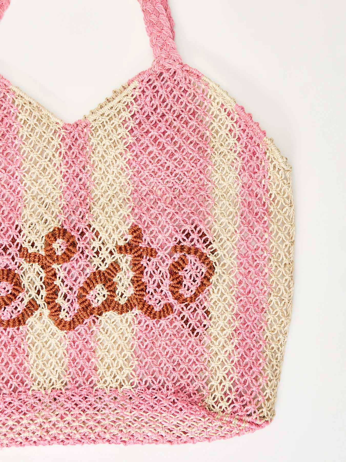 Drew Gelato Raffia Tote Bag Pink - Image 4