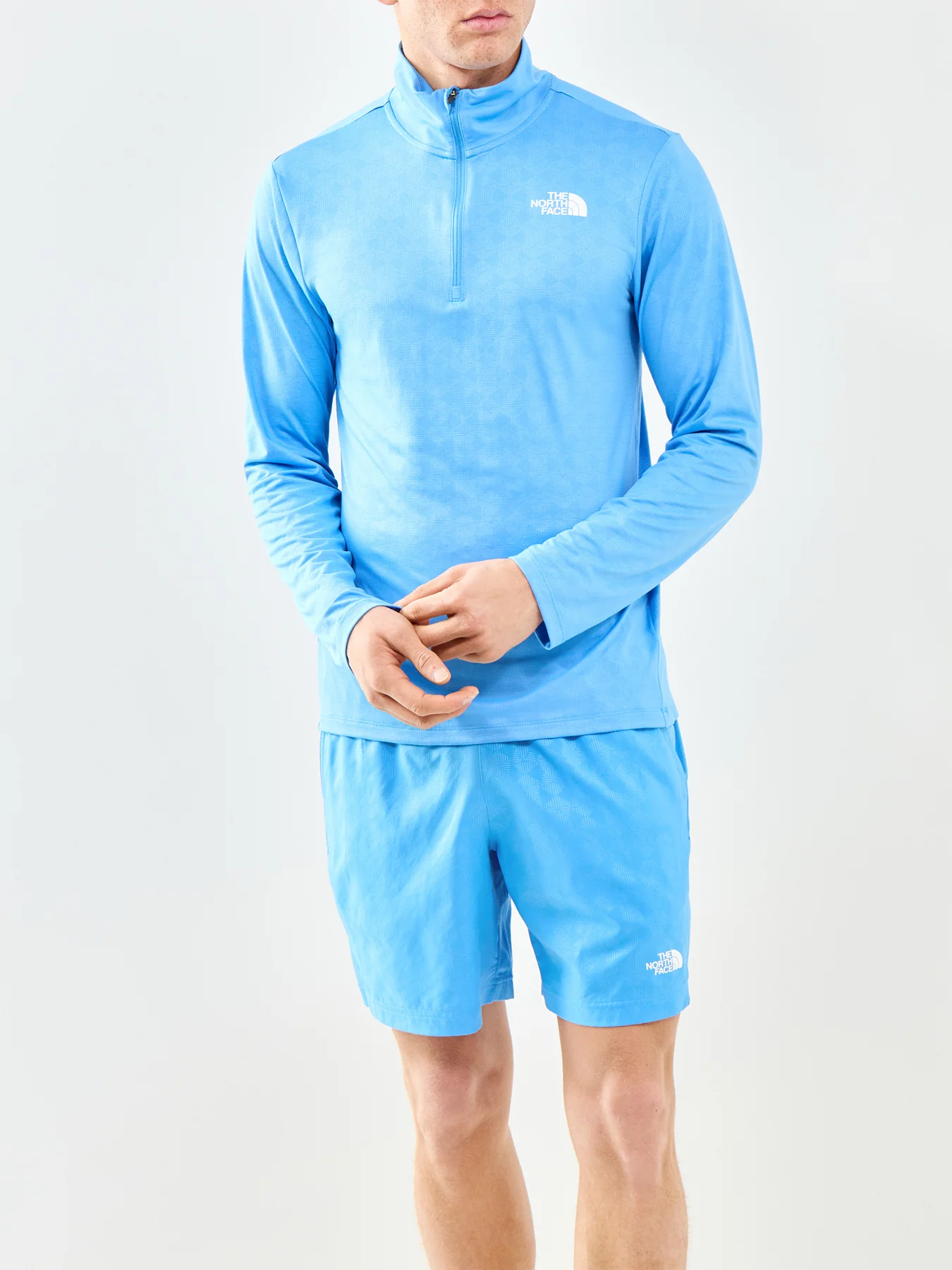 Pentadome Embossed 1/4 Zip Tee Blue - Image 4