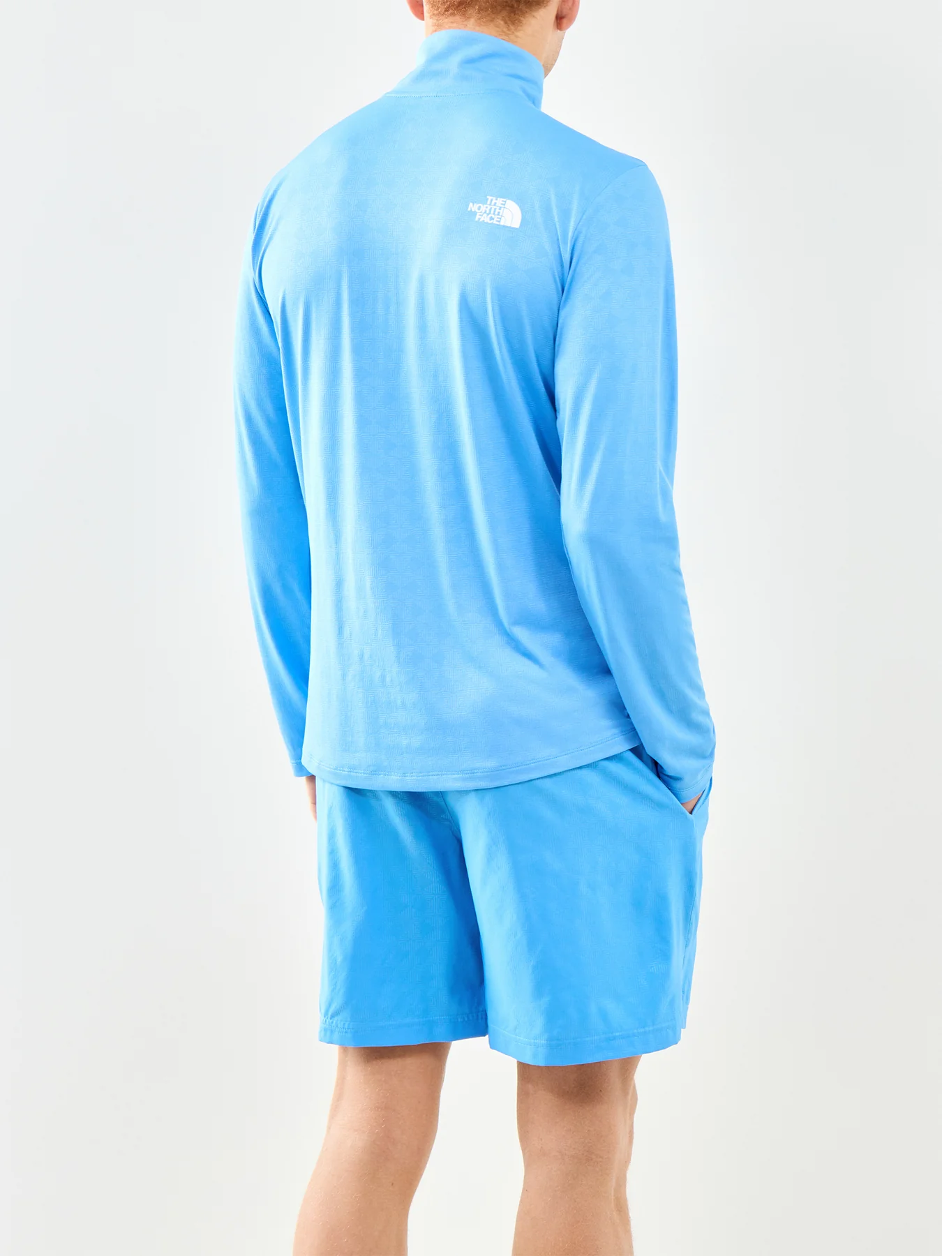 Pentadome Embossed 1/4 Zip Tee Blue - Image 5