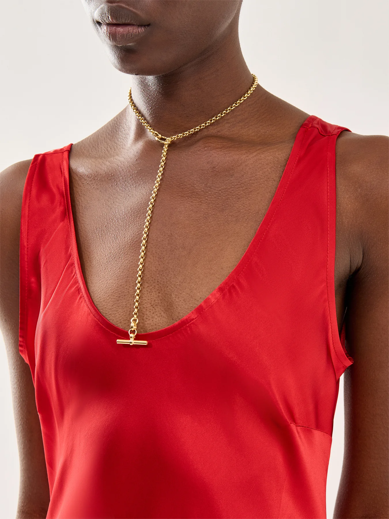 Short Gold Lariat Necklace - Image 2