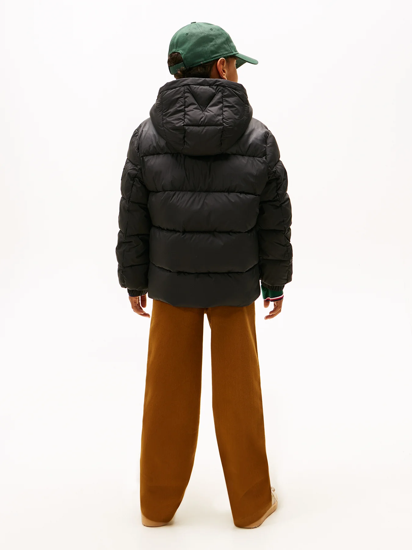 Kids' Mixed Texture Hooded Puffer Jacket Black - Image 3