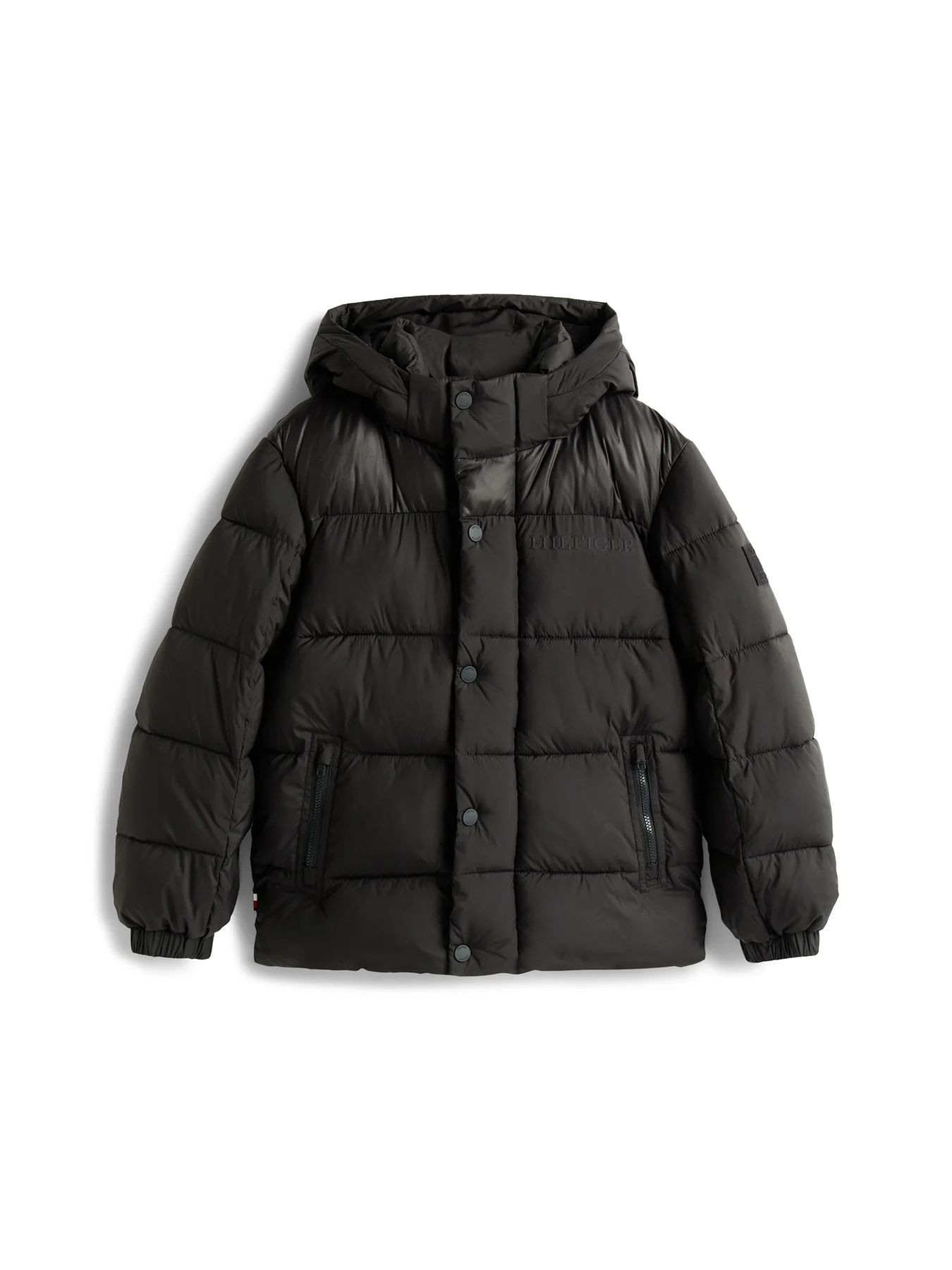 Kids' Mixed Texture Hooded Puffer Jacket Black - Image 5