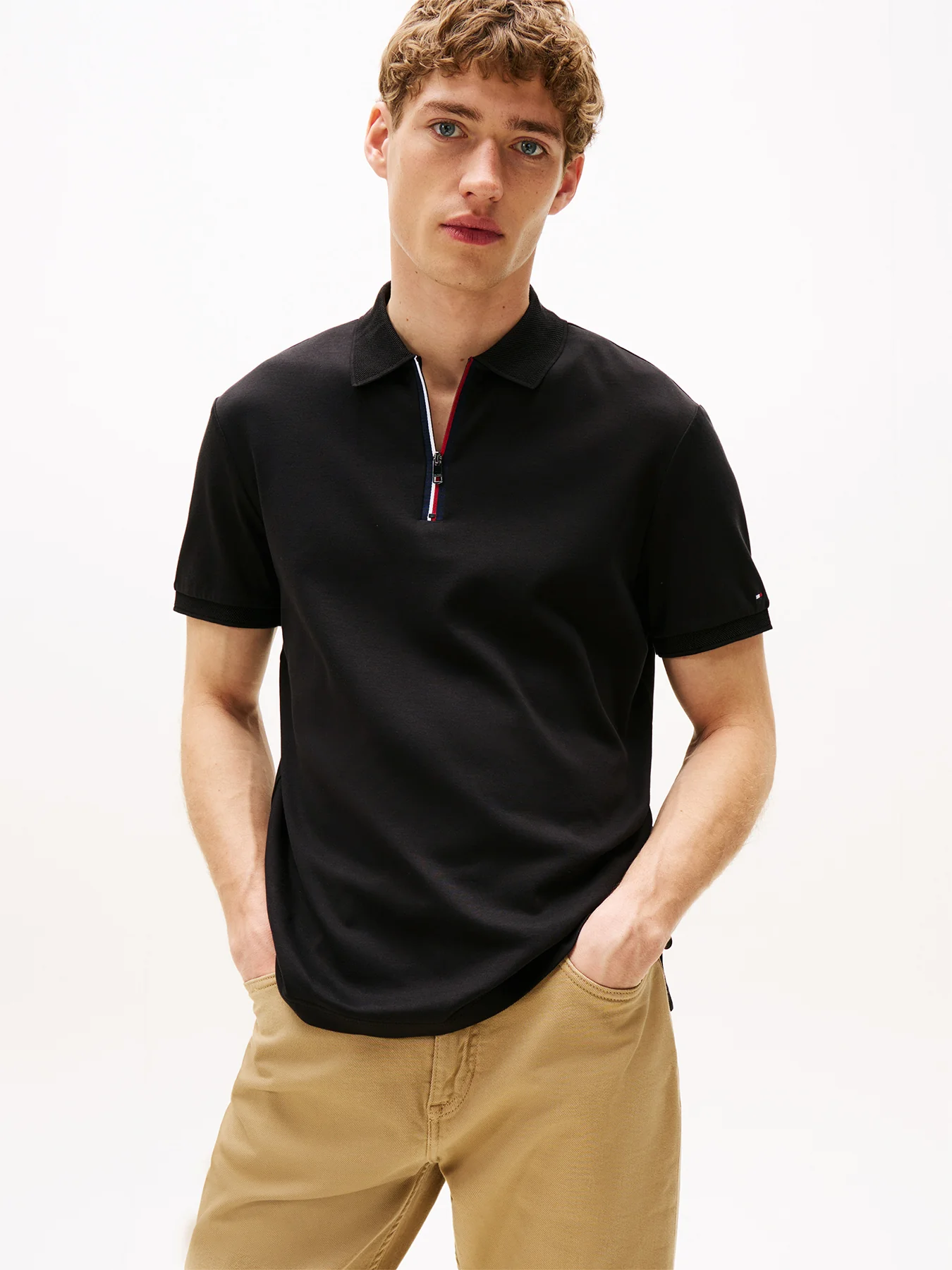 Regular Signature Zip Placket Polo Shirt - Image 2