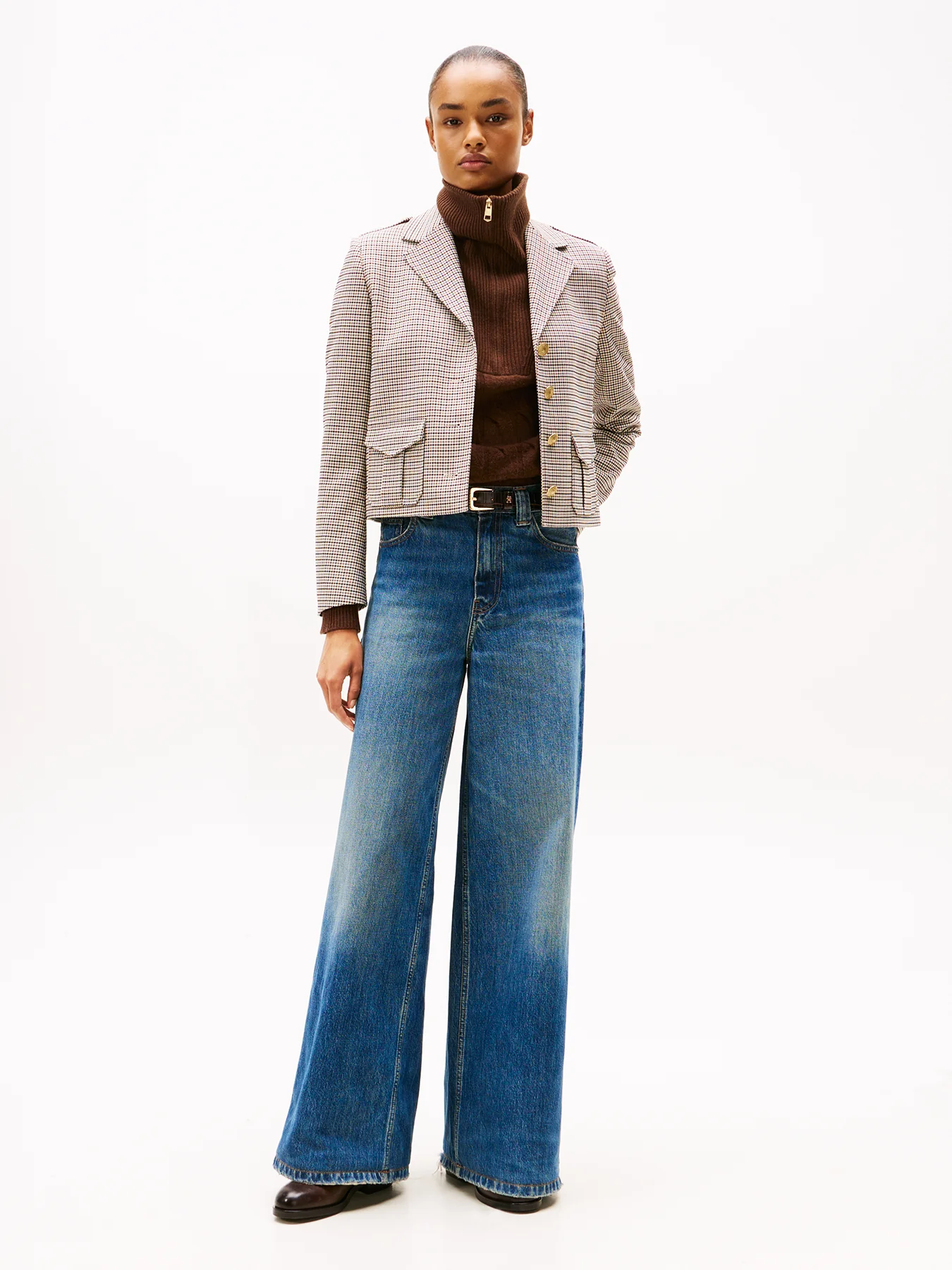 High Rise Wide Leg Jeans Mid Blue Denim - Image 4