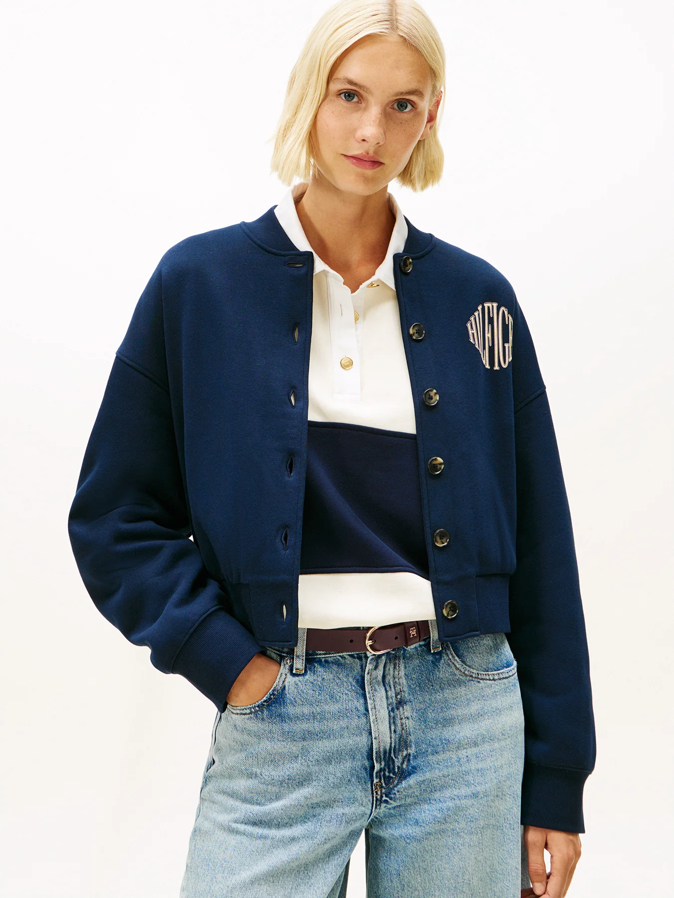 Flex Fleece Logo Bomber Cardigan Blue - Image 2