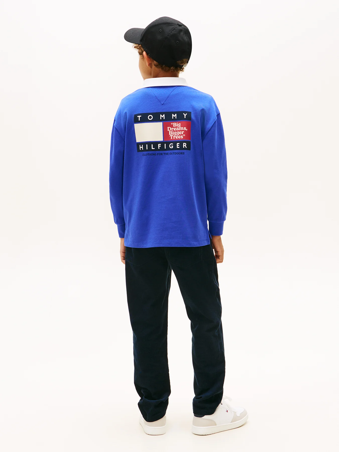 Kids’ Logo Embroidery Long Sleeve Polo Shirt Blue - Image 4