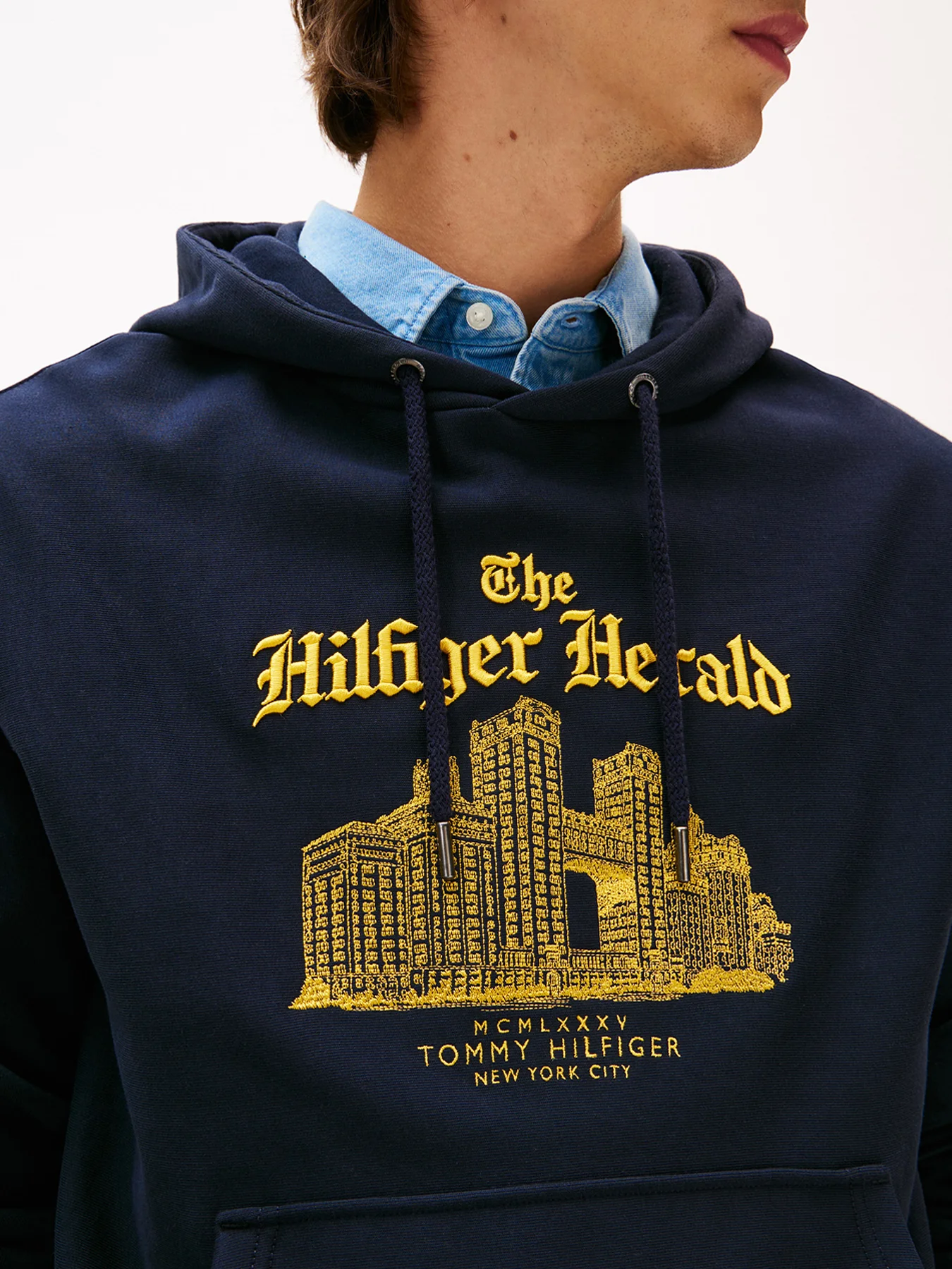 Logo Embroidery Relaxed Drawstring Hoody - Image 5