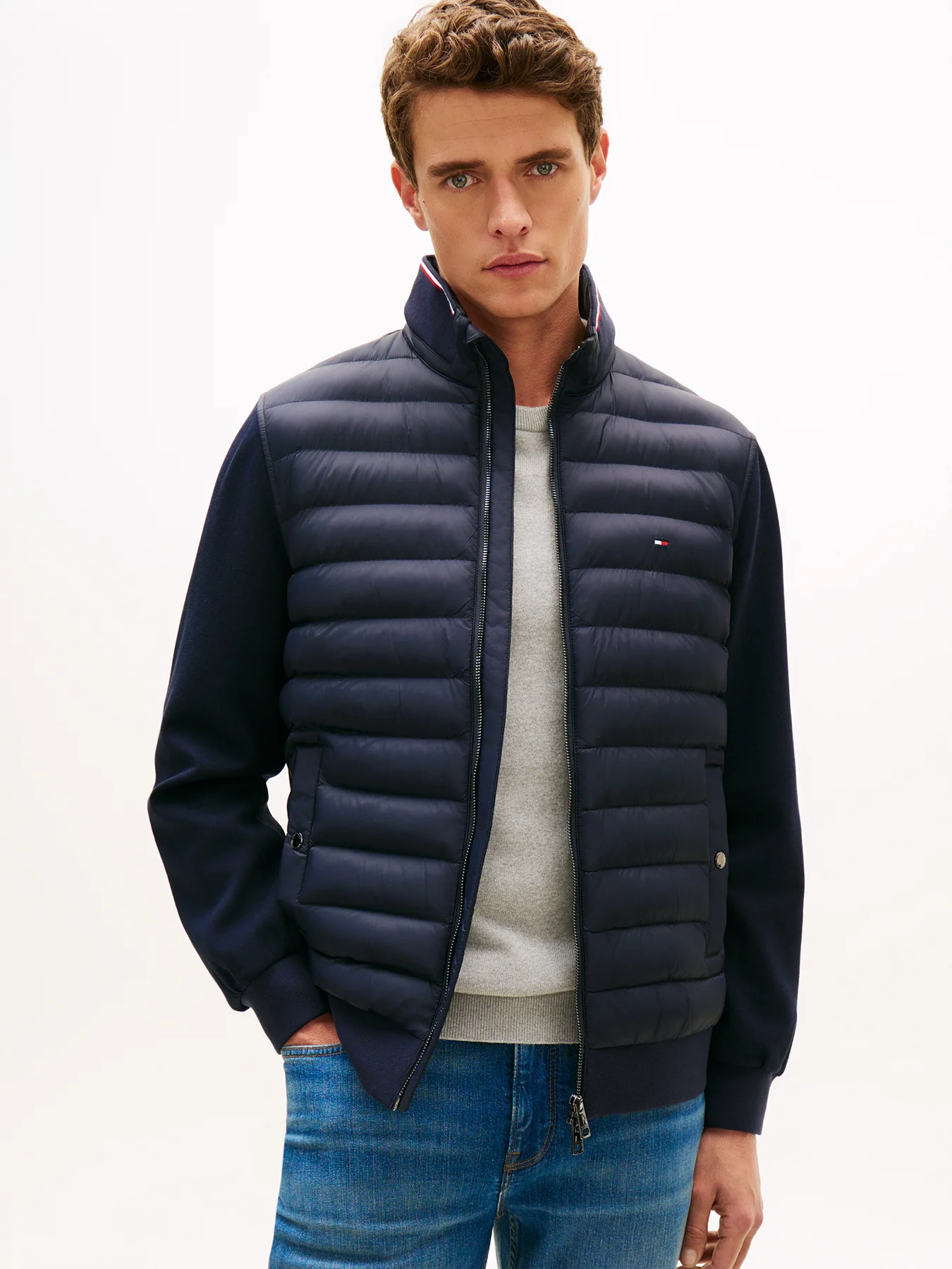 Mixed Texture Tipped Zip-Thru Jacket - Image 4