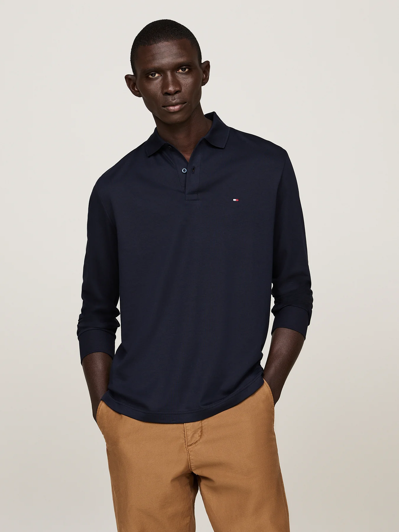 Regular Fit Long Sleeve Polo Shirt Blue - Image 2
