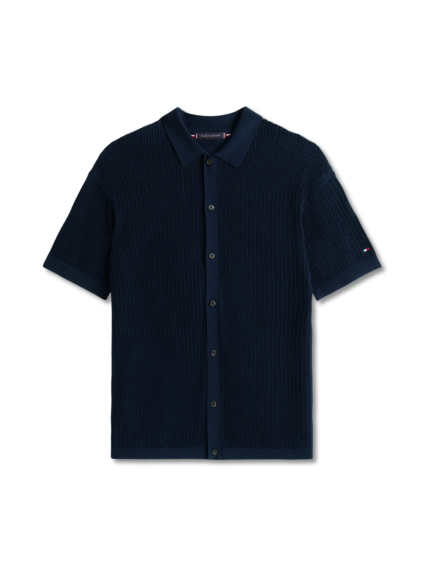 Relaxed Fit Open Knit Short Sleeve Shirt