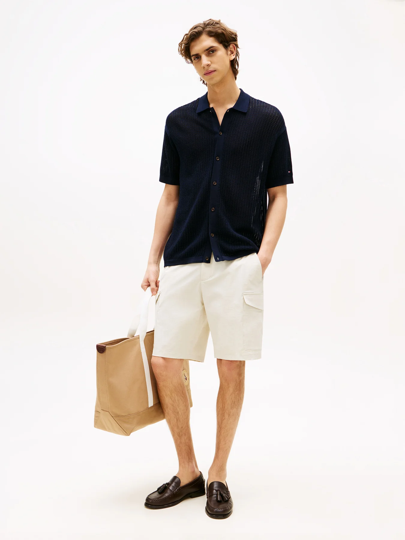 Relaxed Fit Open Knit Short Sleeve Shirt - Image 4