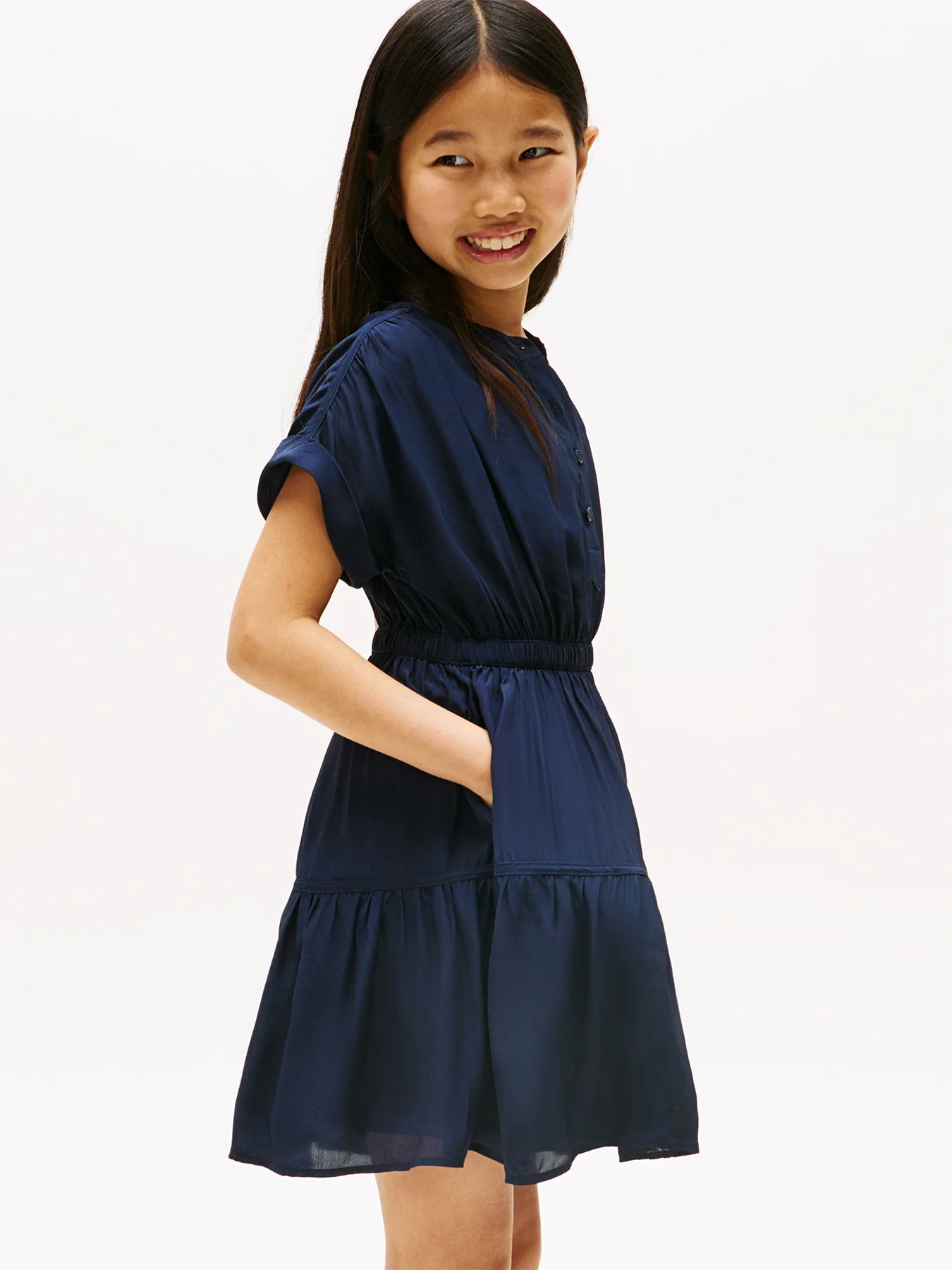 Short Sleeve Tiered Shirt Dress - Image 4