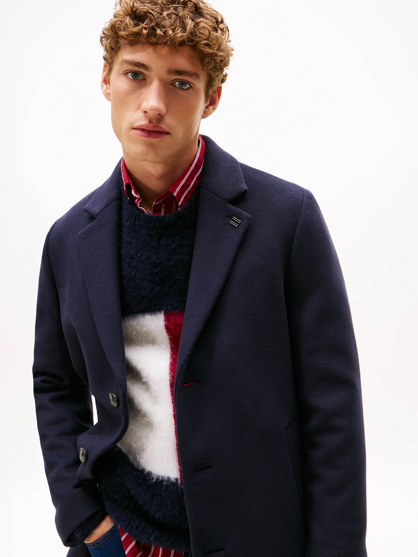 Wool Blend Single Breasted Coat Blue - Image 2