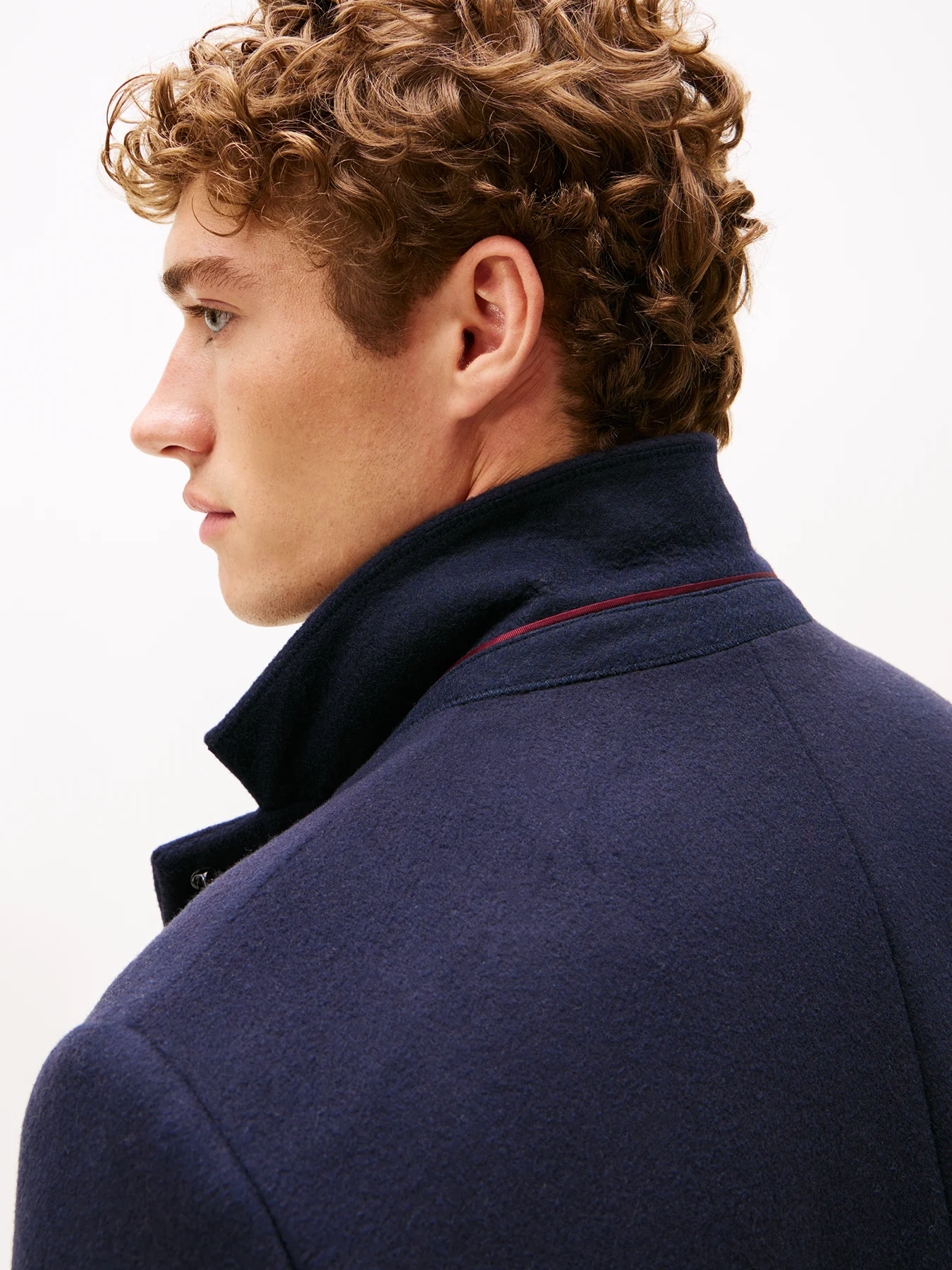 Wool Blend Single Breasted Coat Blue - Image 5