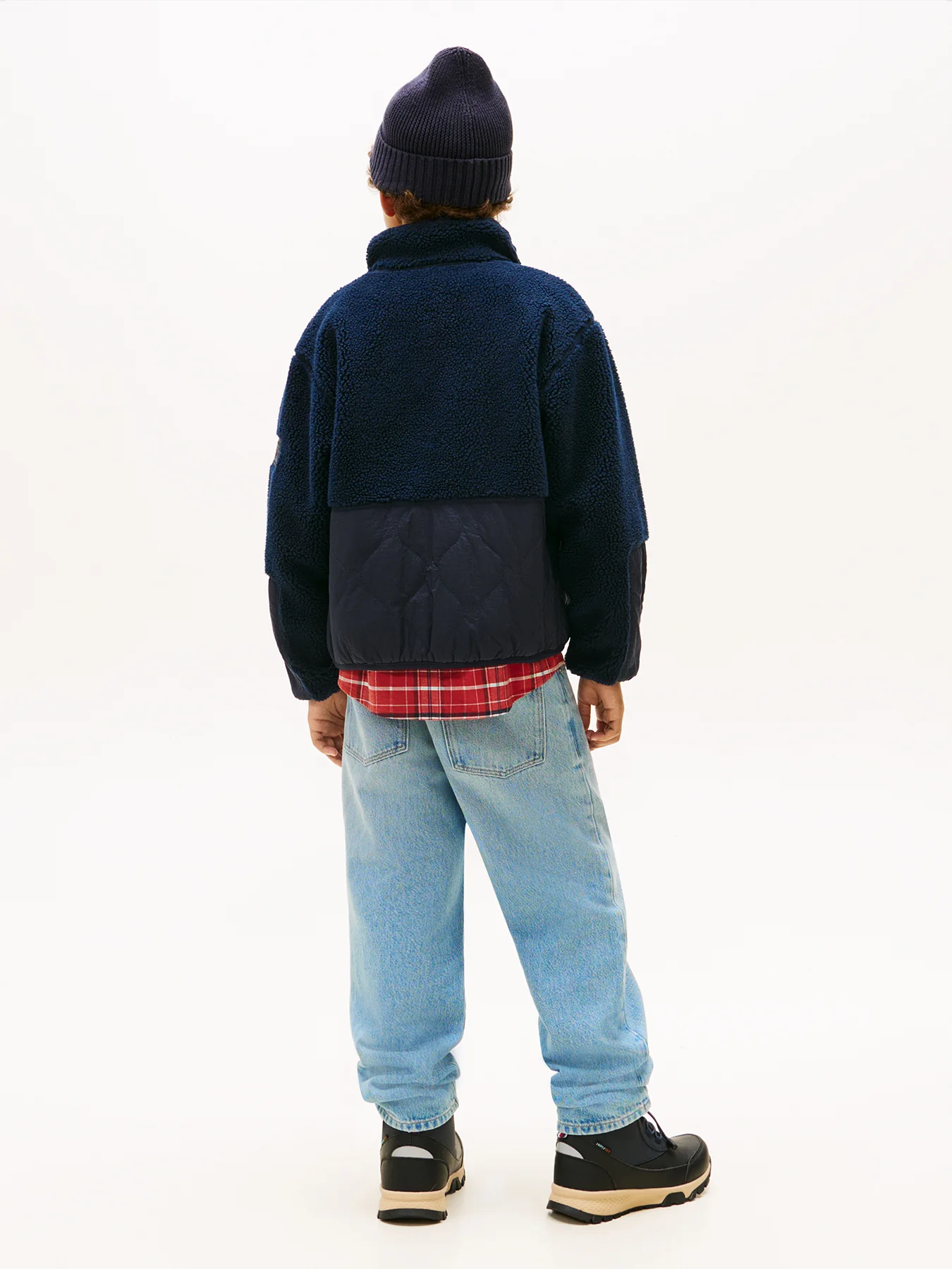 Kids’ Teddy Fleece Quilted Bomber Jacket Blue - Image 4