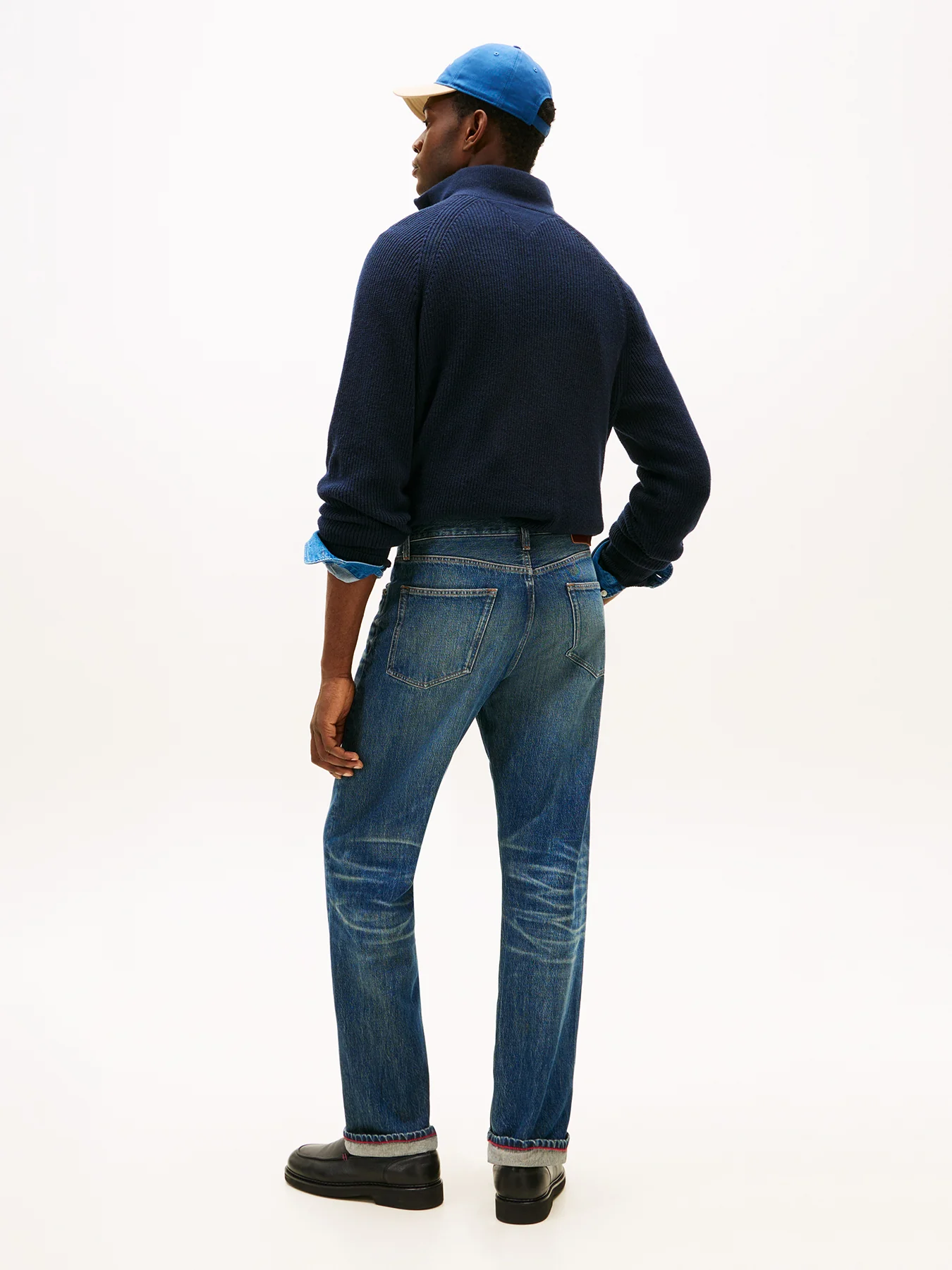 Whiskered Regular Straight Leg Jeans Blue - Image 3