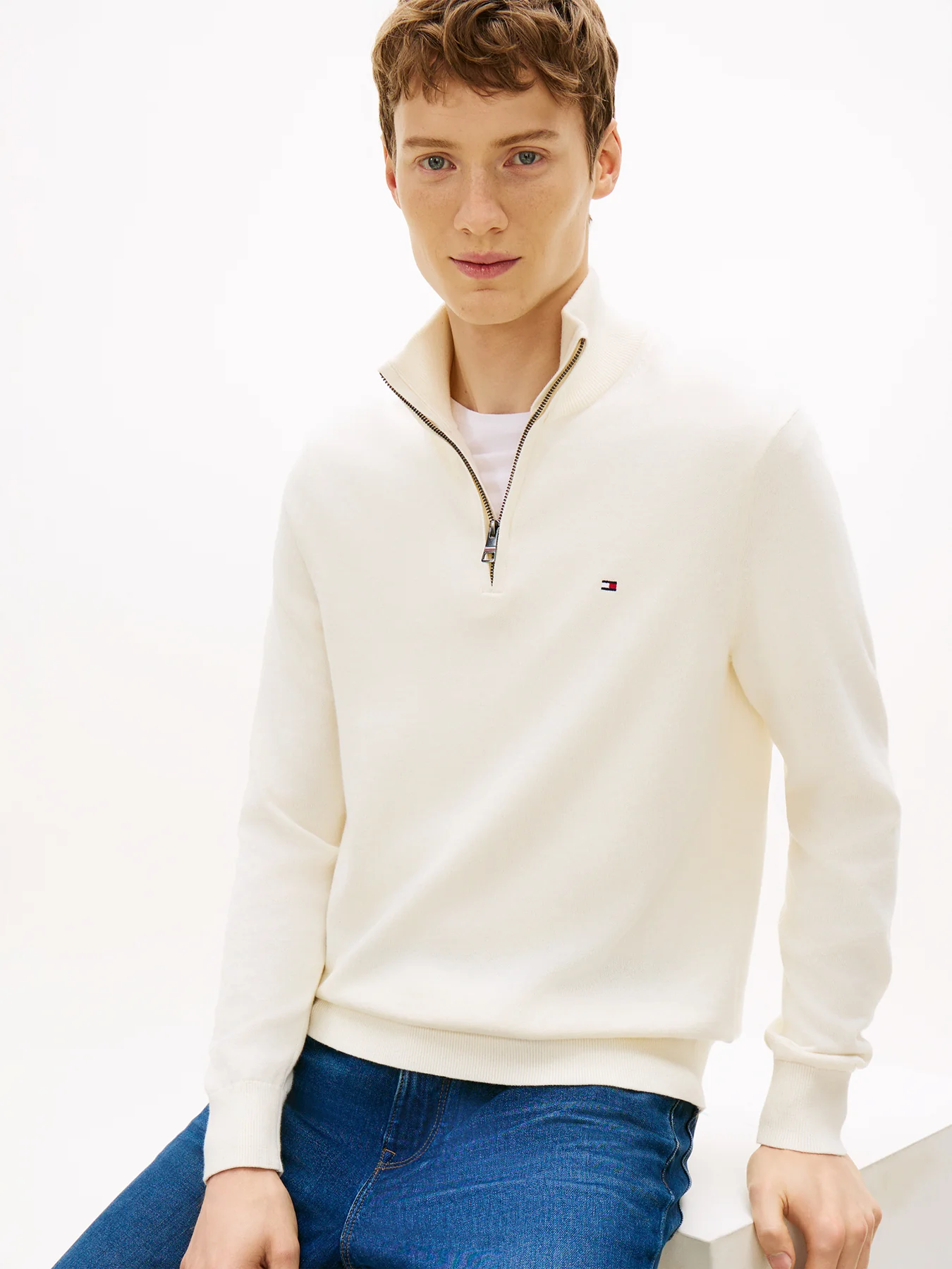 Half-Zip Jumper With Cashmere Cream - Image 2